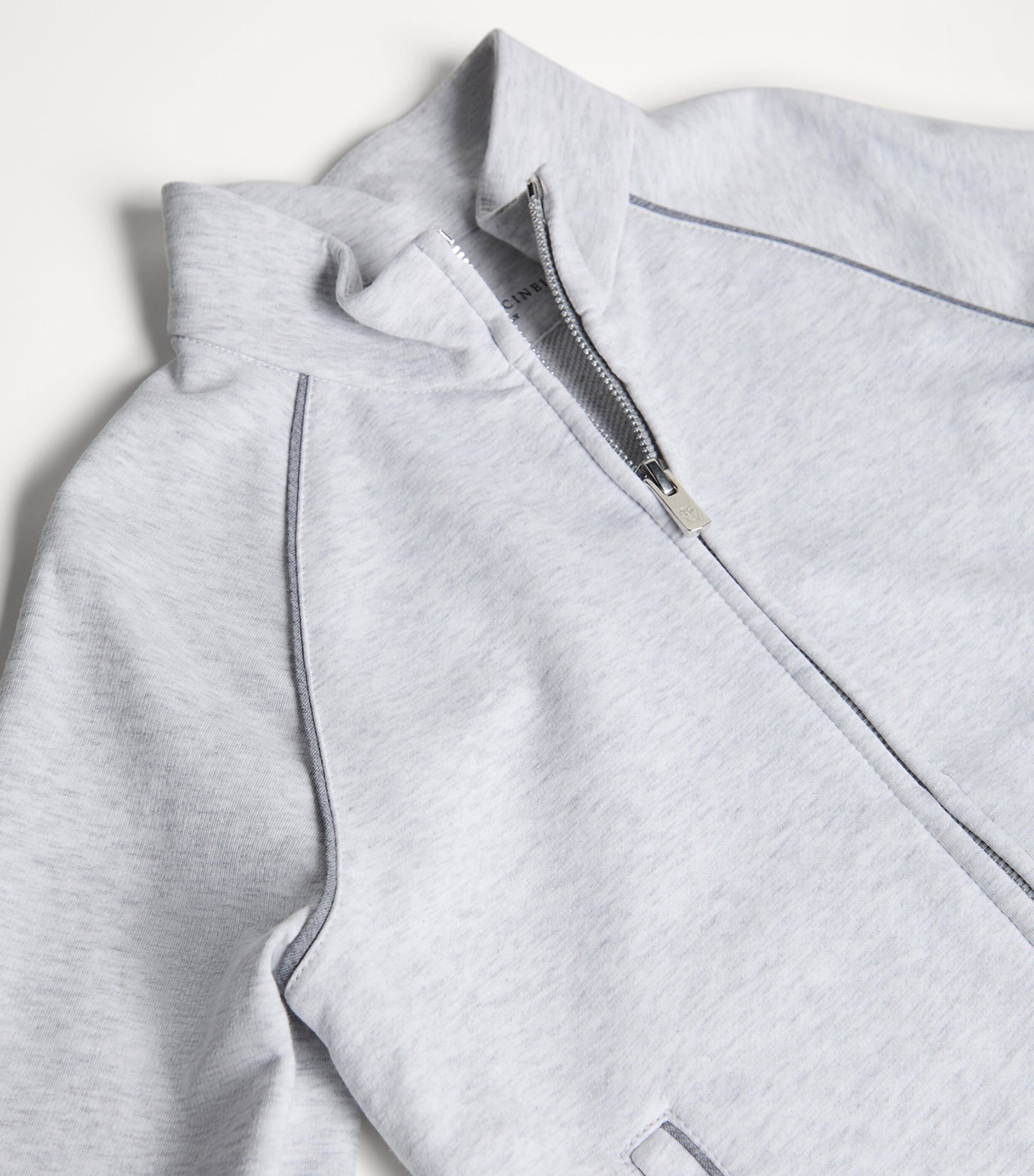 Brunello Cucinelli Techno Cotton High-neck Zip Sweatshirt In Gray