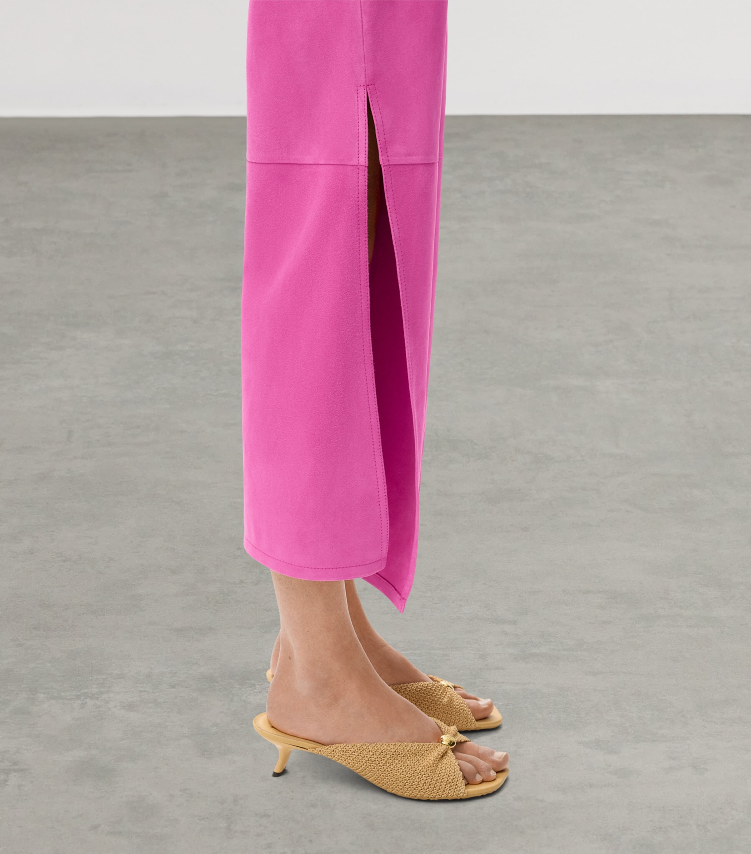LOEWE Womens x Paula's Ibiza Suede Split-Leg Flared Trousers Pink Image 5