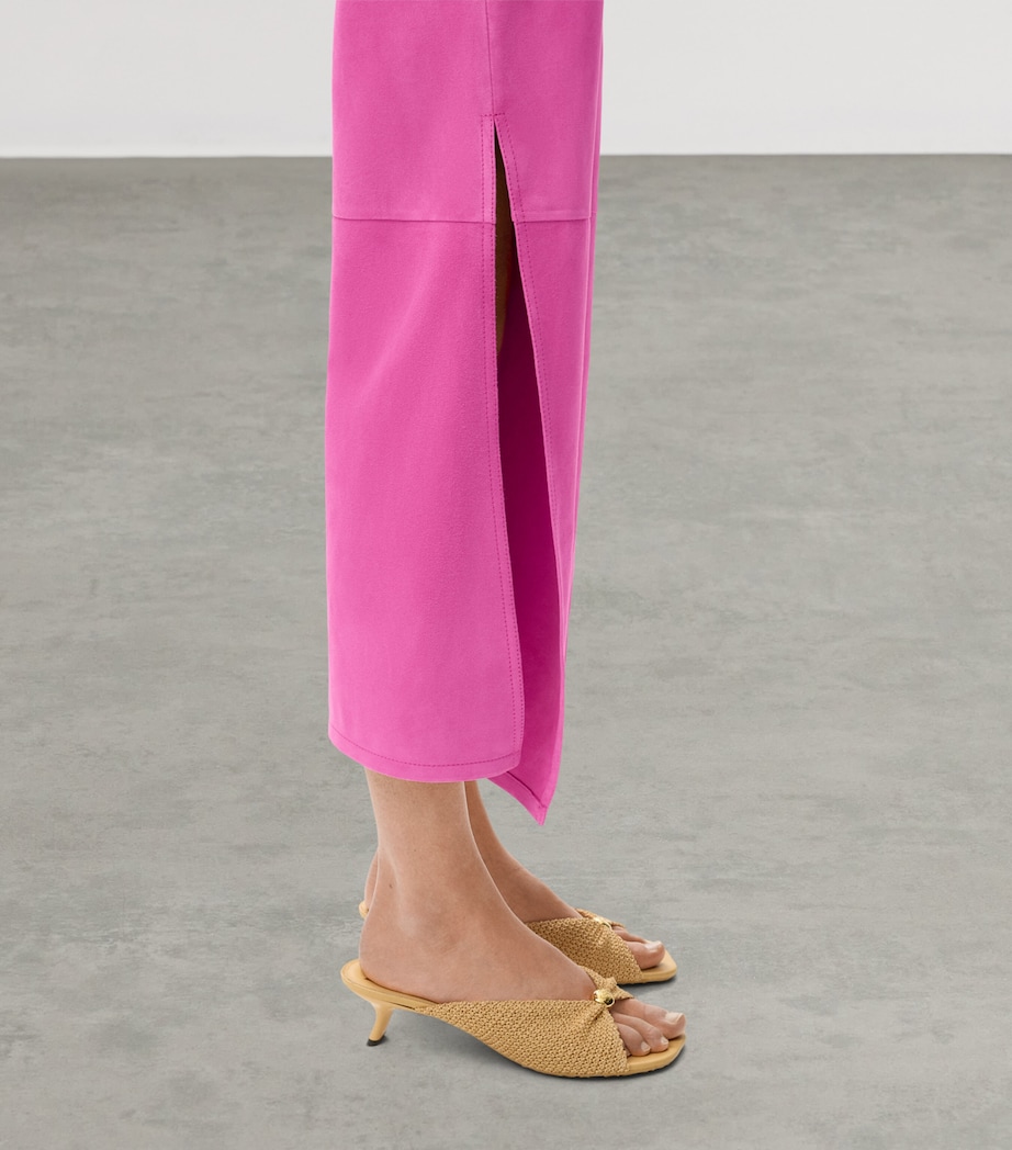 LOEWE Womens x Paula's Ibiza Suede Split-Leg Flared Trousers Pink Image 5