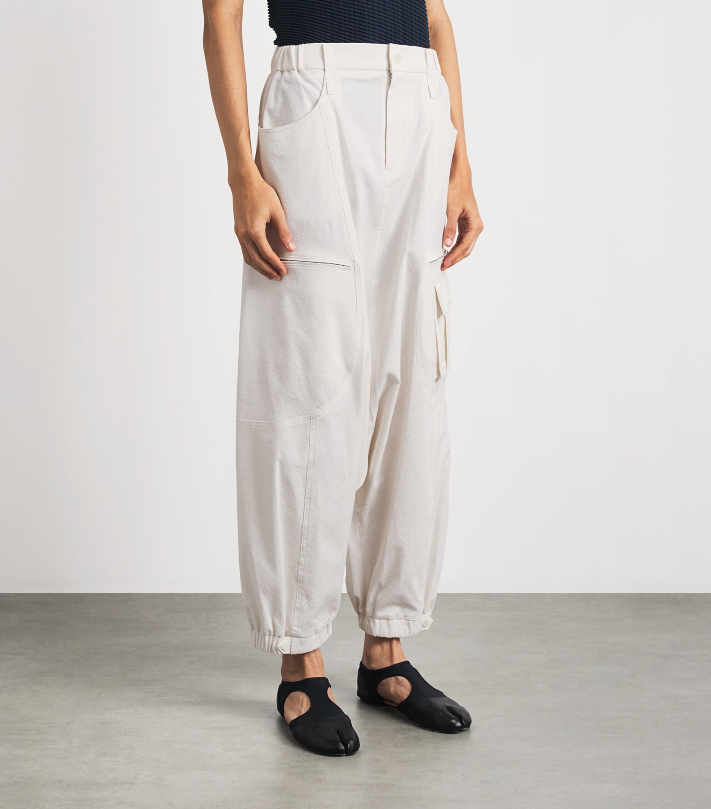 Issey Miyake Womens Grainy Pants Cargo Trousers Off White Image 4