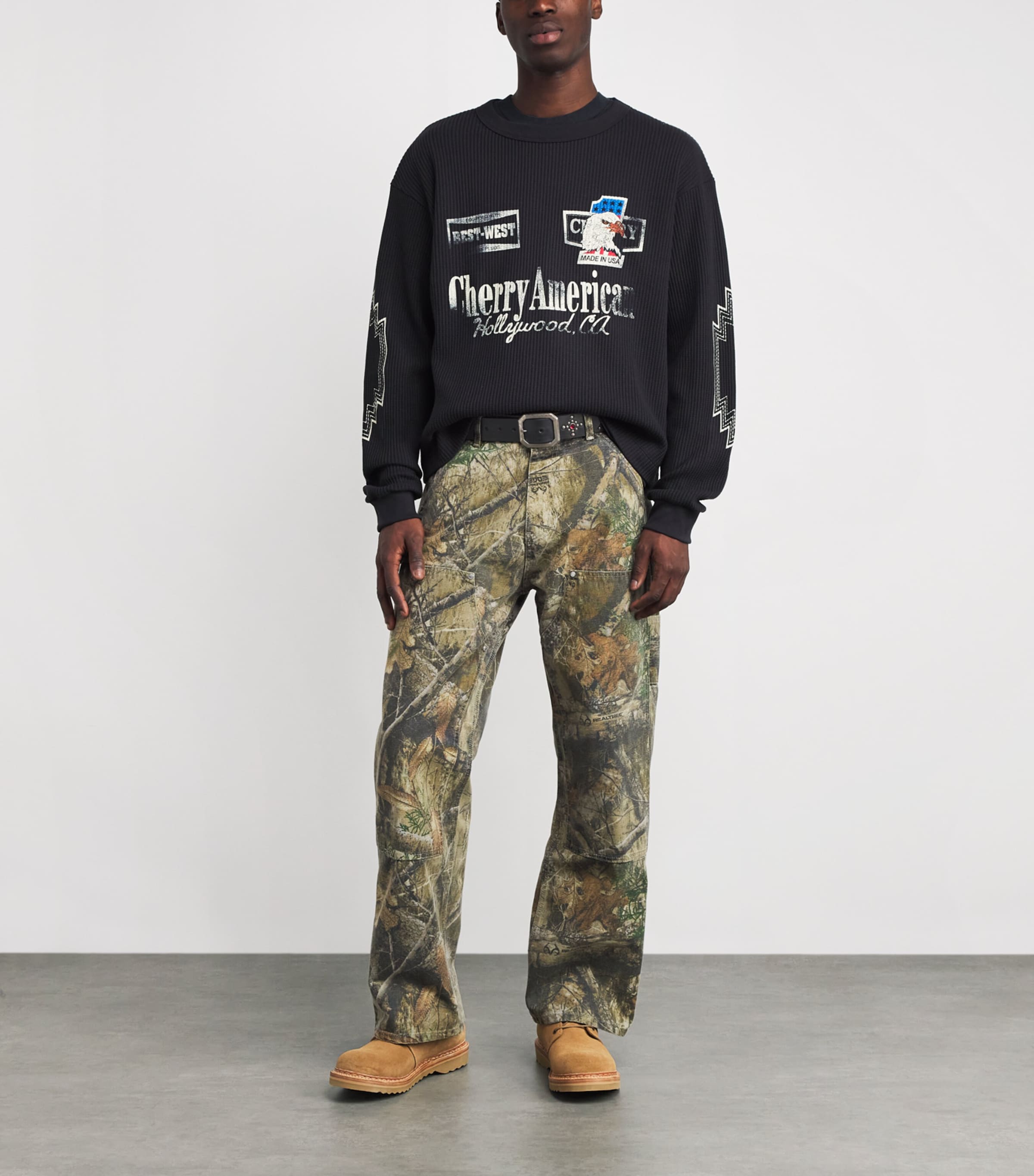 Leather Studded Santa Fe Belt BLACK Image 3