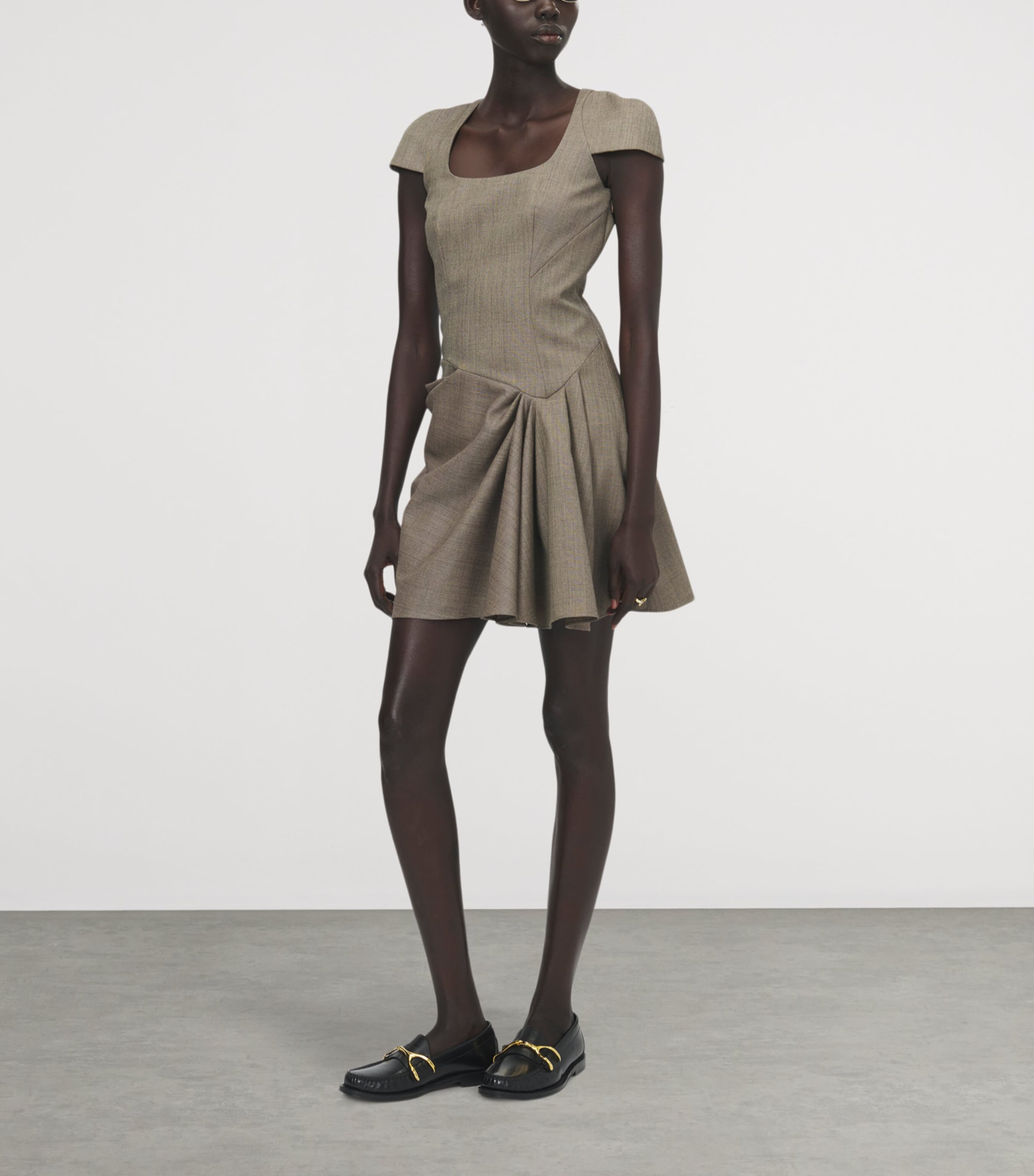 McQueen Womens Wool Gathered Mini Dress Image 3