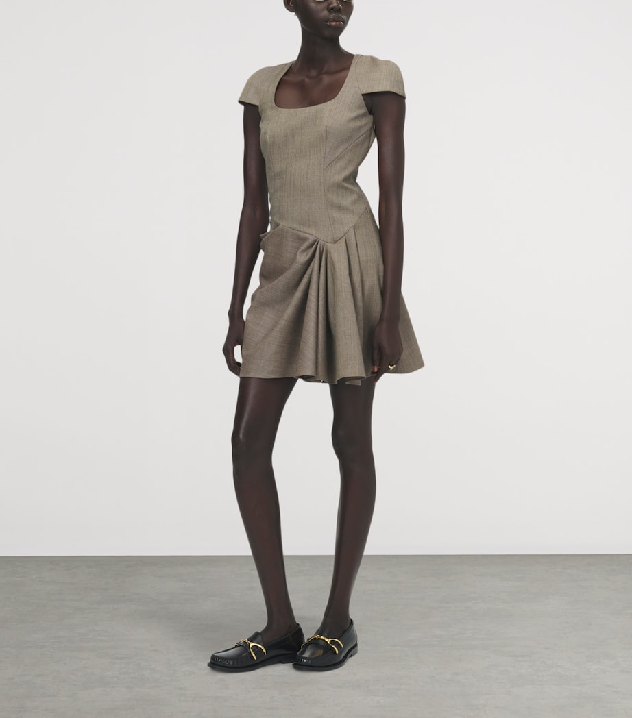 McQueen Womens Wool Gathered Mini Dress Image 3