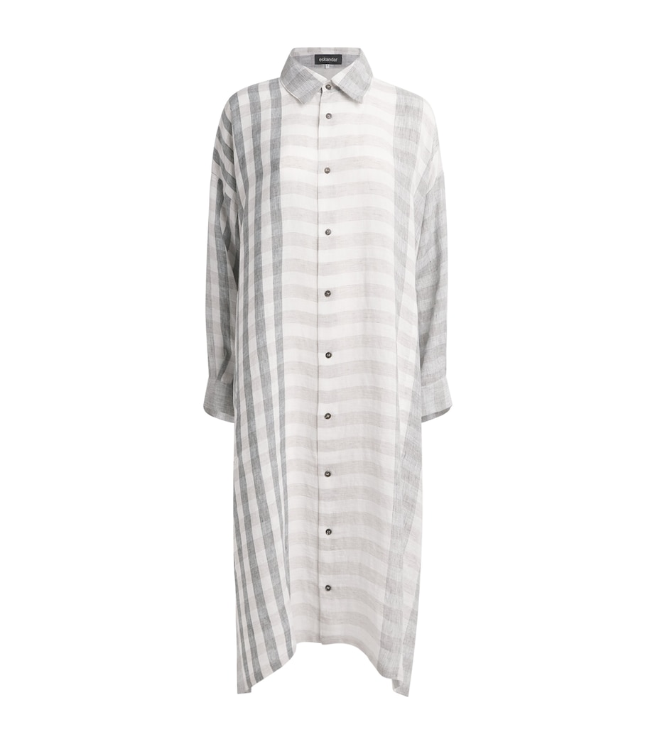 Eskandar Womens Linen A-Line Midi Shirt Dress Petrol Image 1
