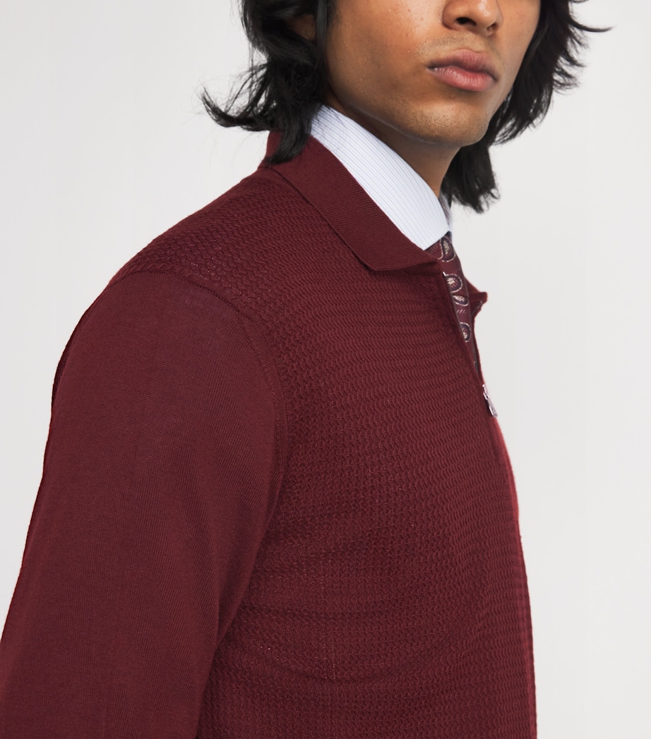 Virgin Wool Quarter-Zip Polo Sweater 041 DARK RED Image 6