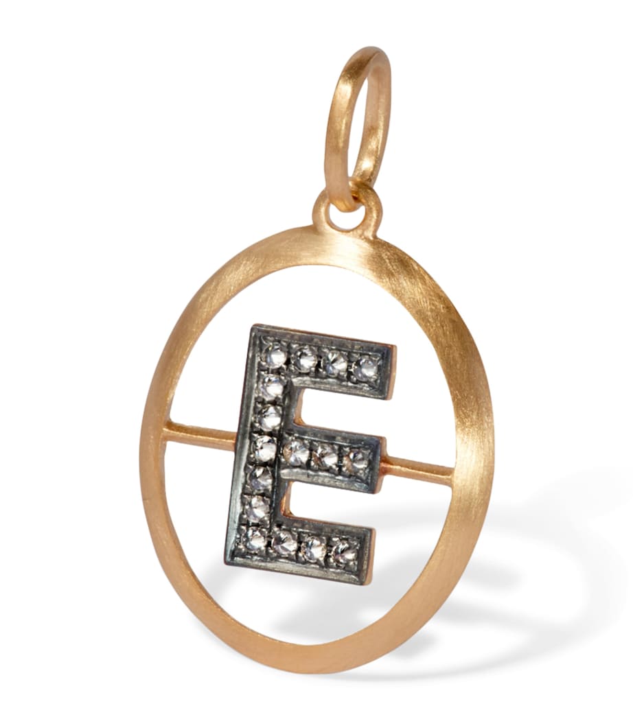 Yellow Gold and Diamond Initial E Pendant YELLOW GOLD Image 1