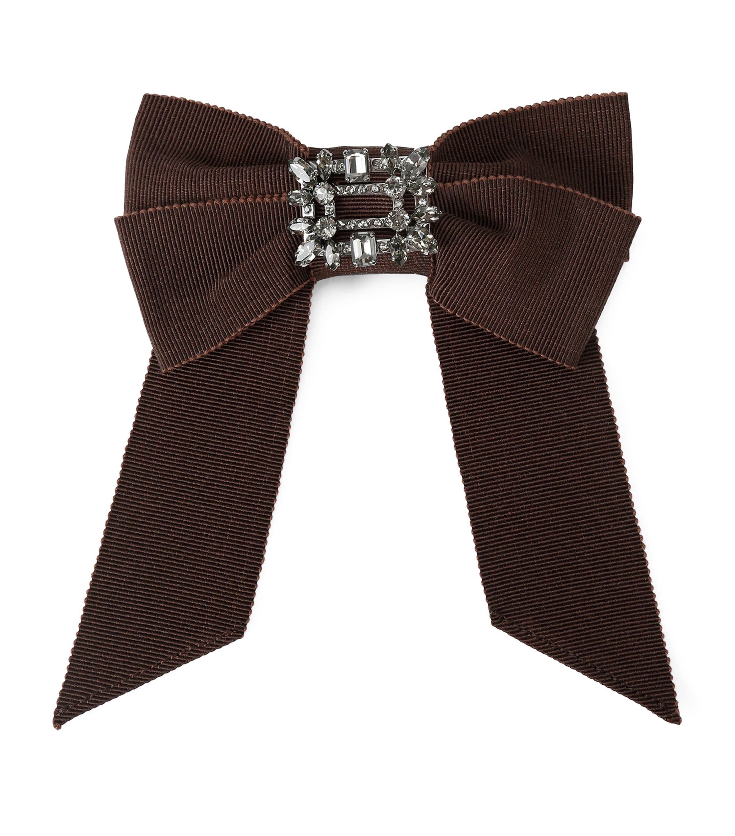 Roger Vivier Embellished Bow Hair Clip Dark Brown Image 1