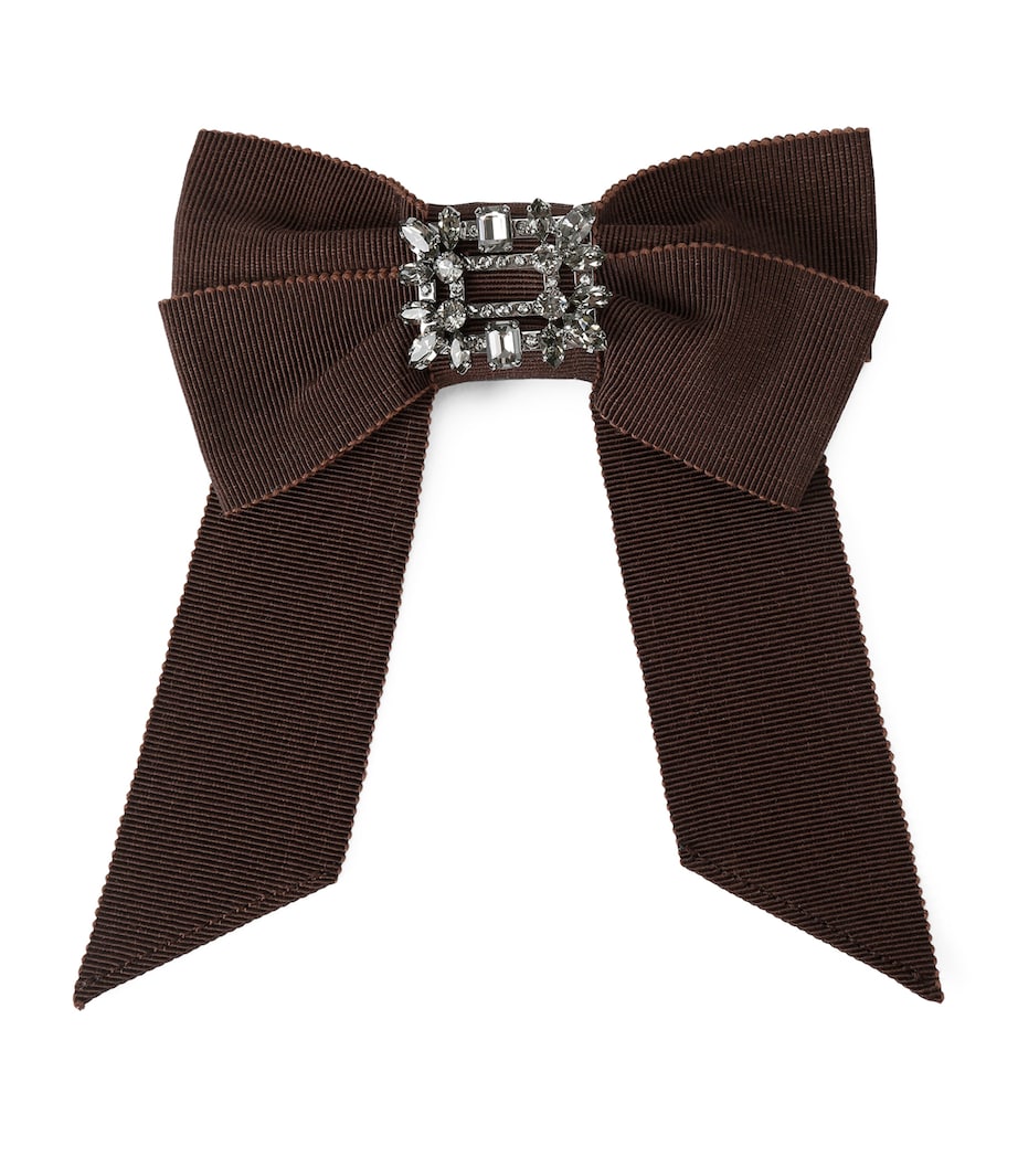 Embellished Bow Hair Clip DARK BROWN Image 1