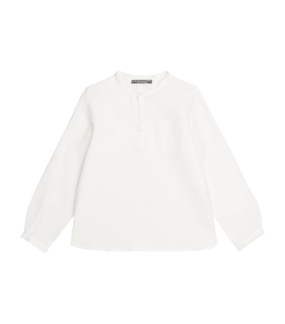 Linen Collarless Shirt (4-8 Years) BLANC LAIT Image 1