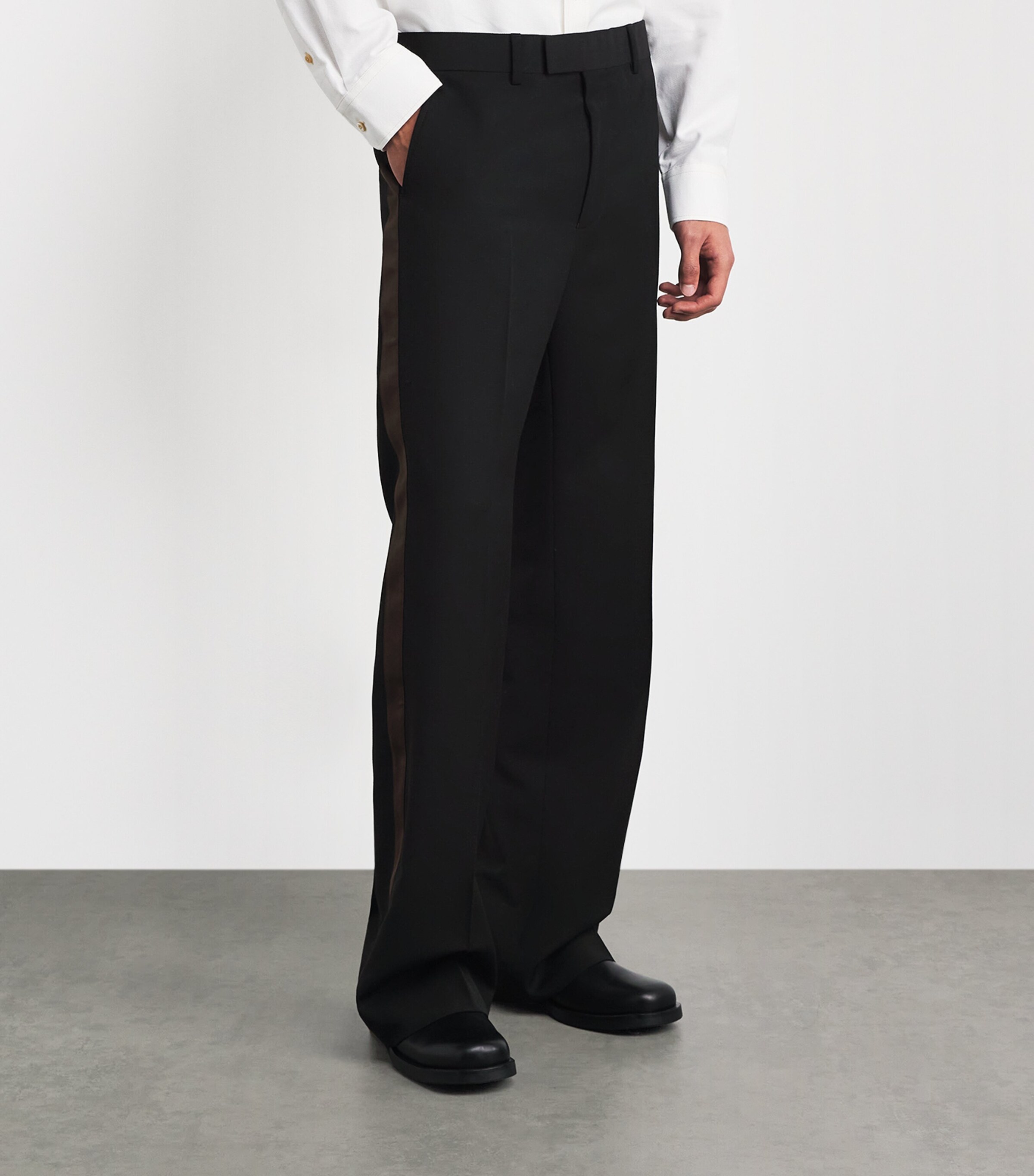 Wales Bonner Mens Virgin Wool Alto Trousers Black / Brown Image 4