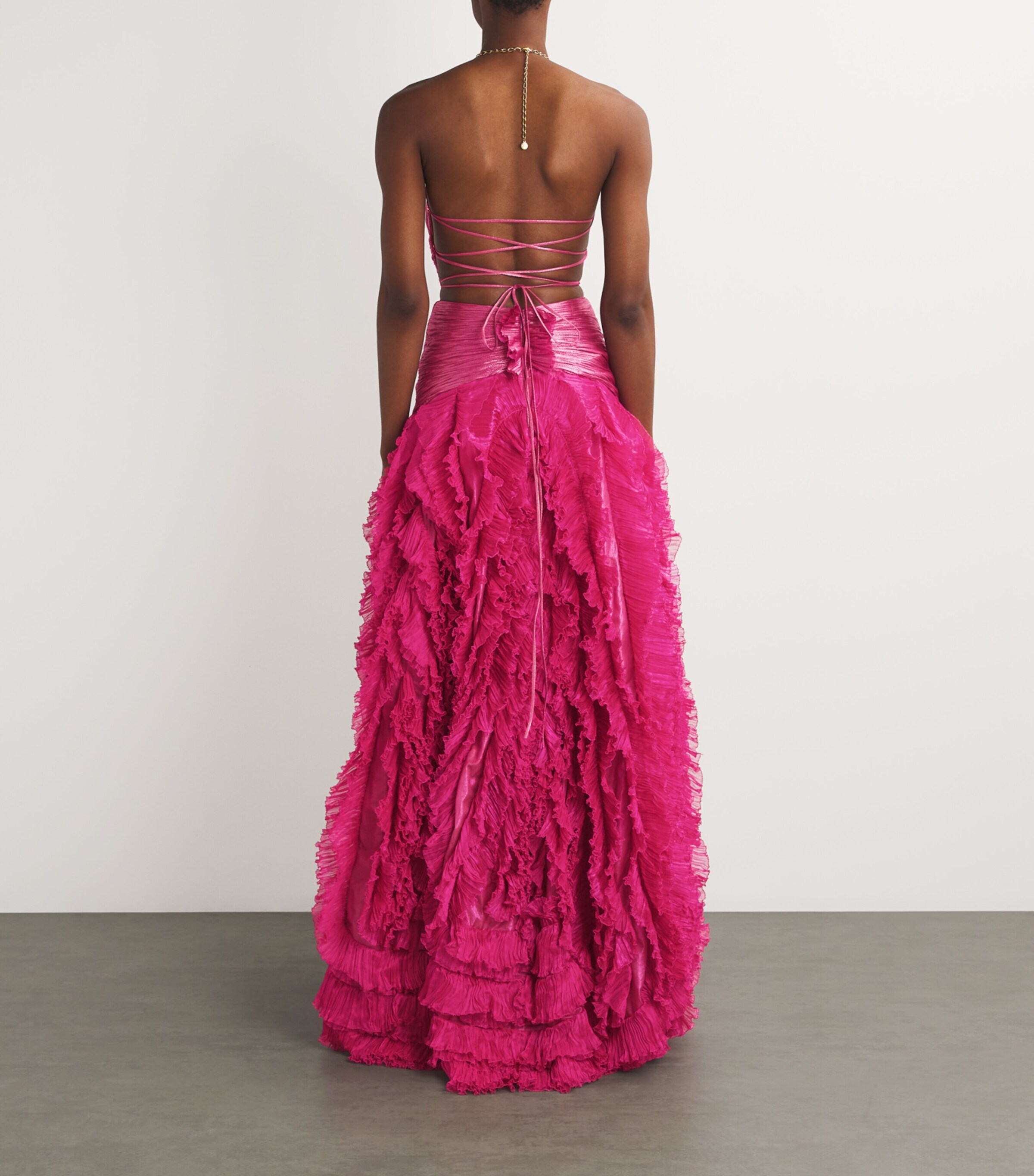 Maria Lucia Hohan Womens Frill-Detail Taylor Gown Raspberry Image 3