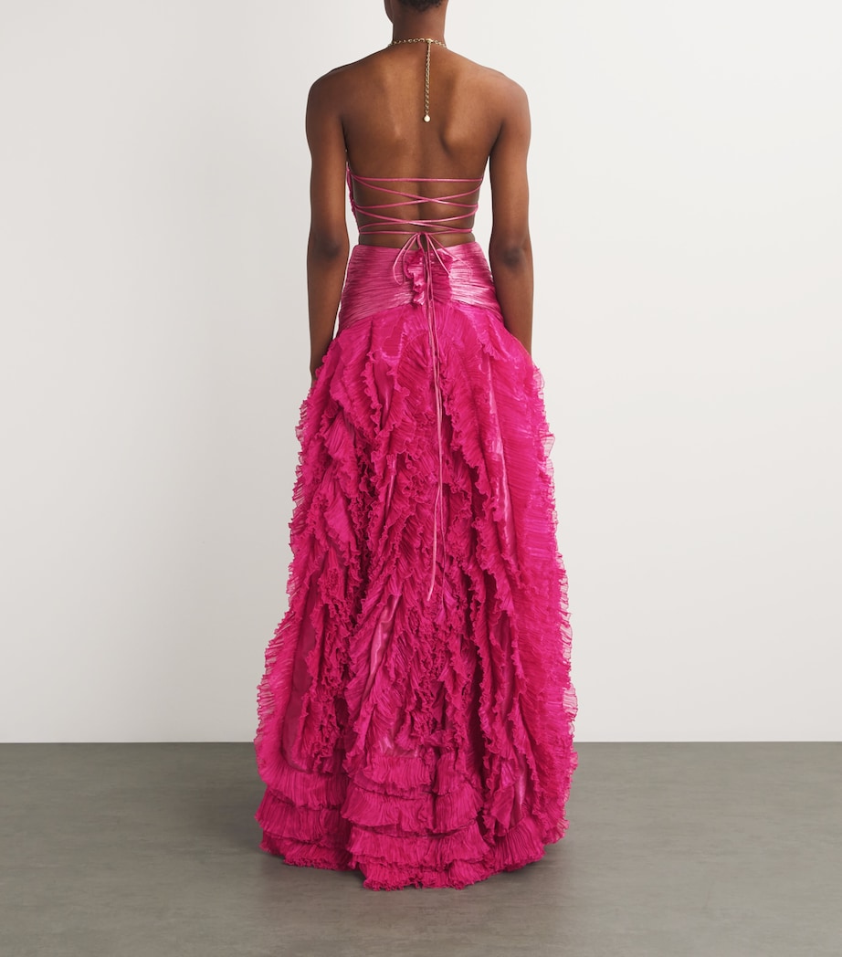 Maria Lucia Hohan Womens Frill-Detail Taylor Gown Raspberry Image 3