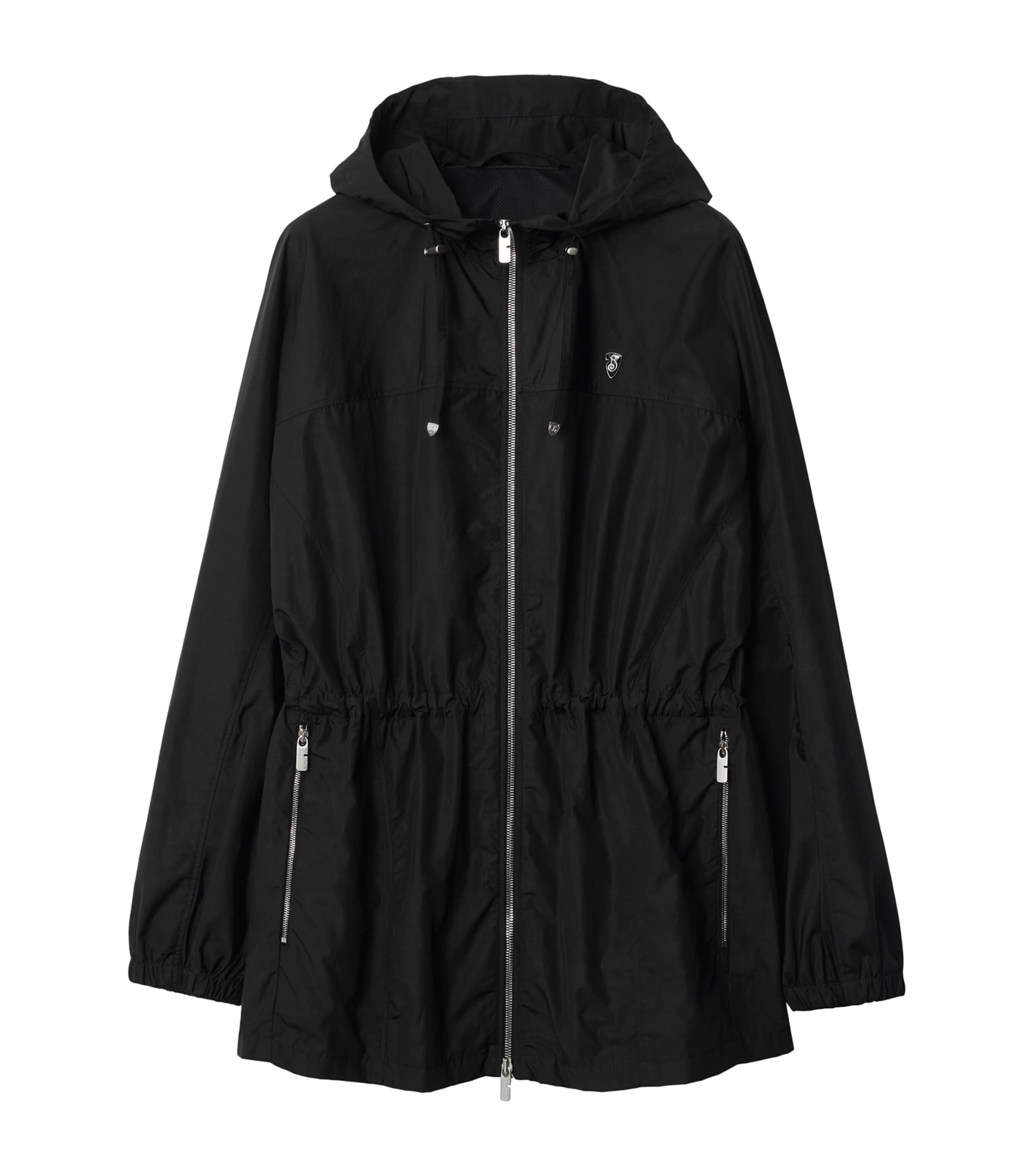 Burberry Long-sleeved Long Casual Jacket In Black