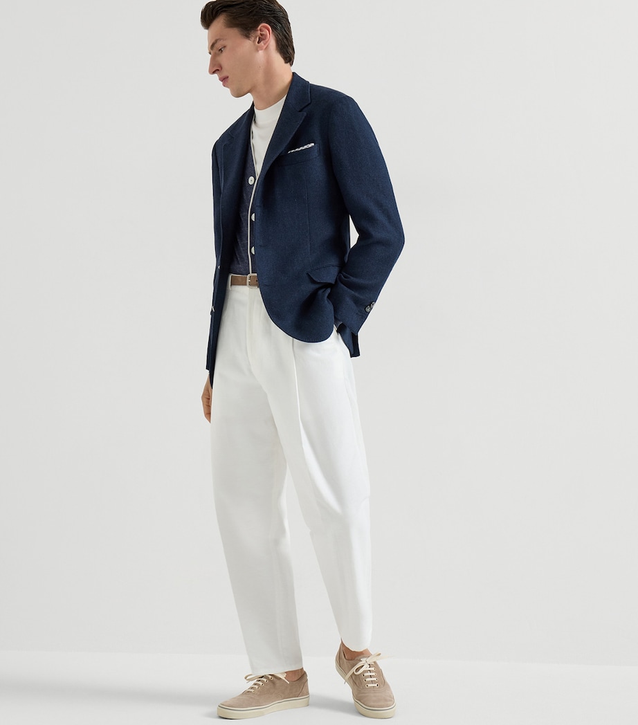 Brunello Cucinelli Mens Cashmere-Silk-Linen V-Neck Cardigan Image 2