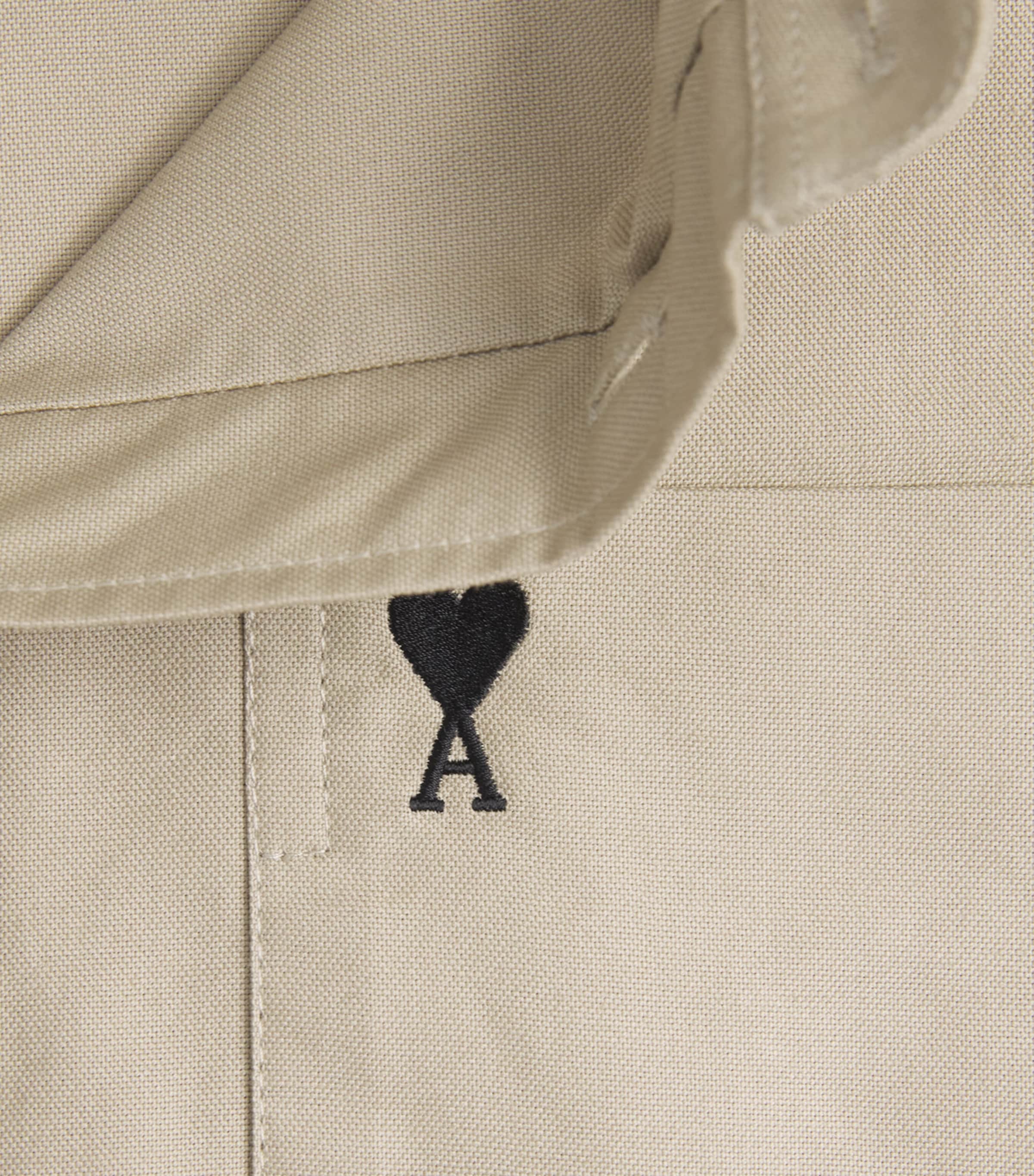 AMI Paris Mens Cotton Ami De Coeur Shirt Beige Taupe Image 6