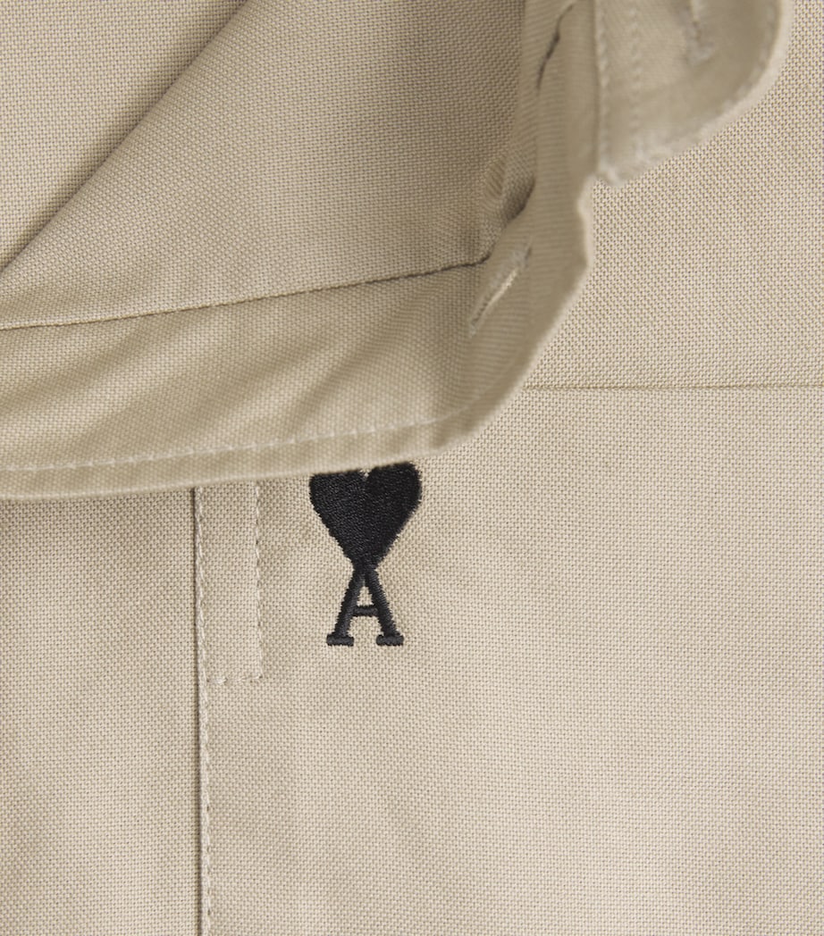 AMI Paris Mens Cotton Ami De Coeur Shirt Beige Taupe Image 6