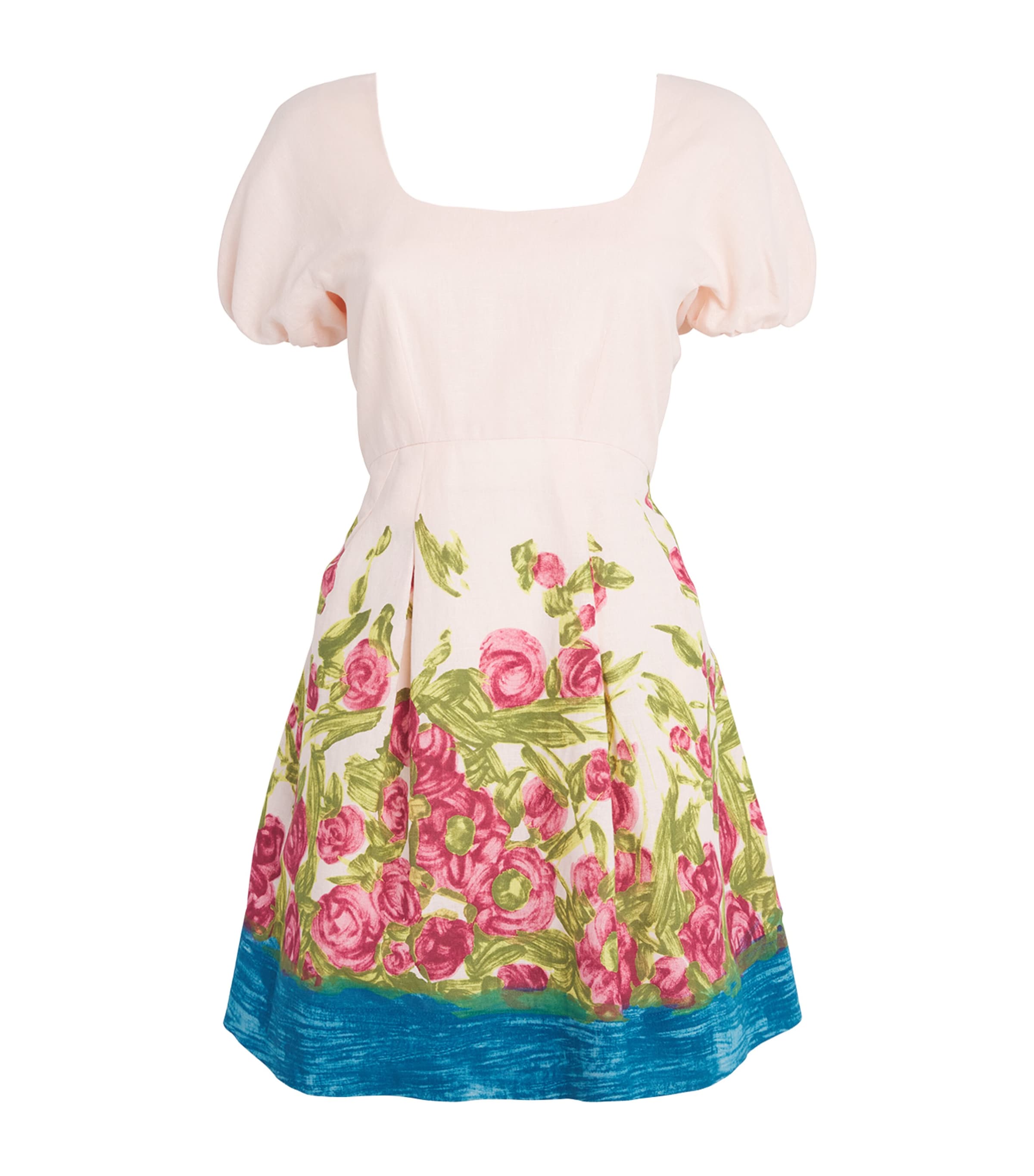 Weekend Max Mara Omens Antique Rose Ebbro Short-sleeve Linen-blend Mini Dress In Pink