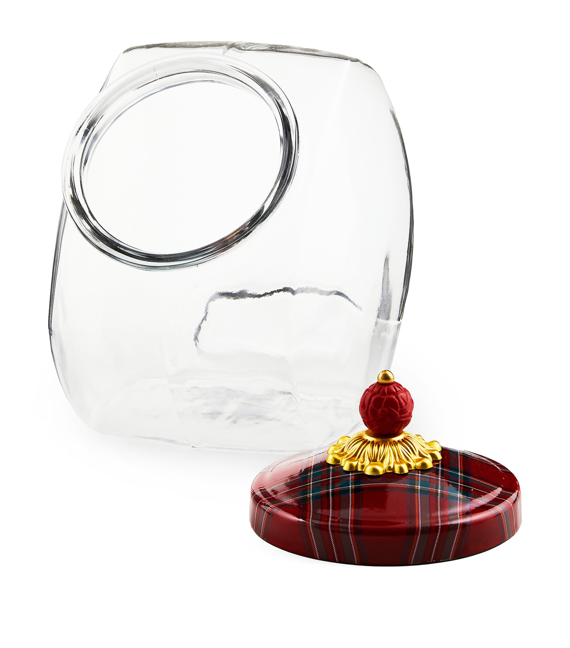 Glass Tartan Lid Cookie Jar RED Image 2