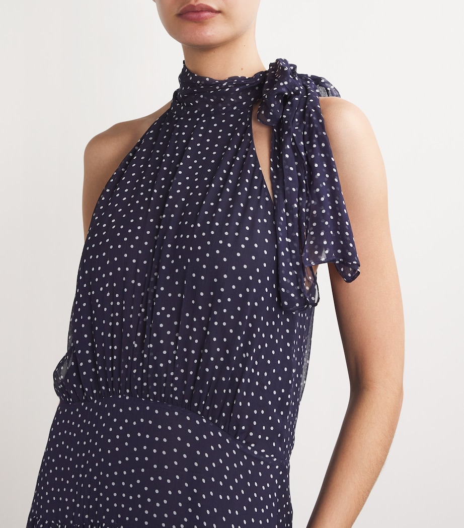 Pussybow Abi Midi Dress NAVY POLKA DOT Image 6