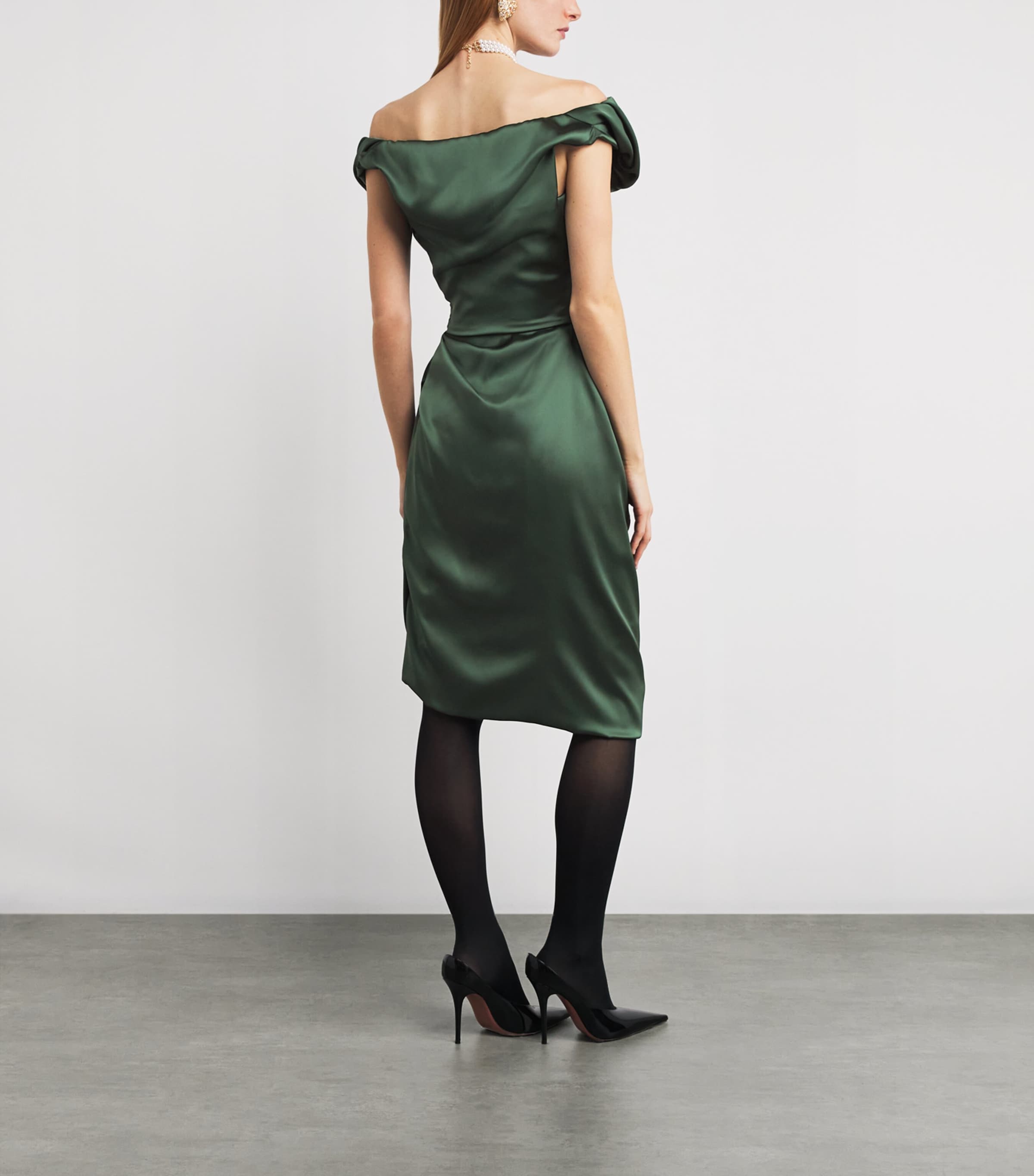 Satin Ginnie Amber Midi Dress GREEN Image 3