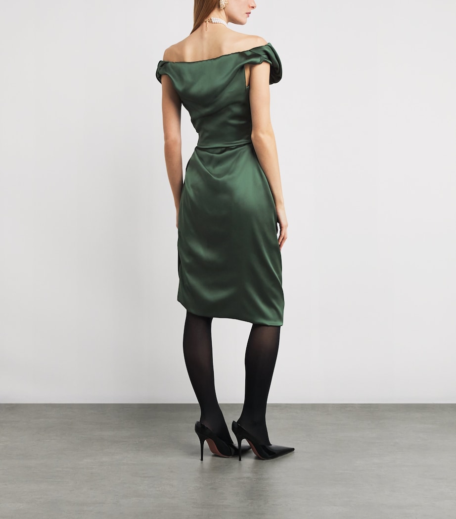 Puff-Sleeve Ginnie Amber Midi Dress GREEN Image 3