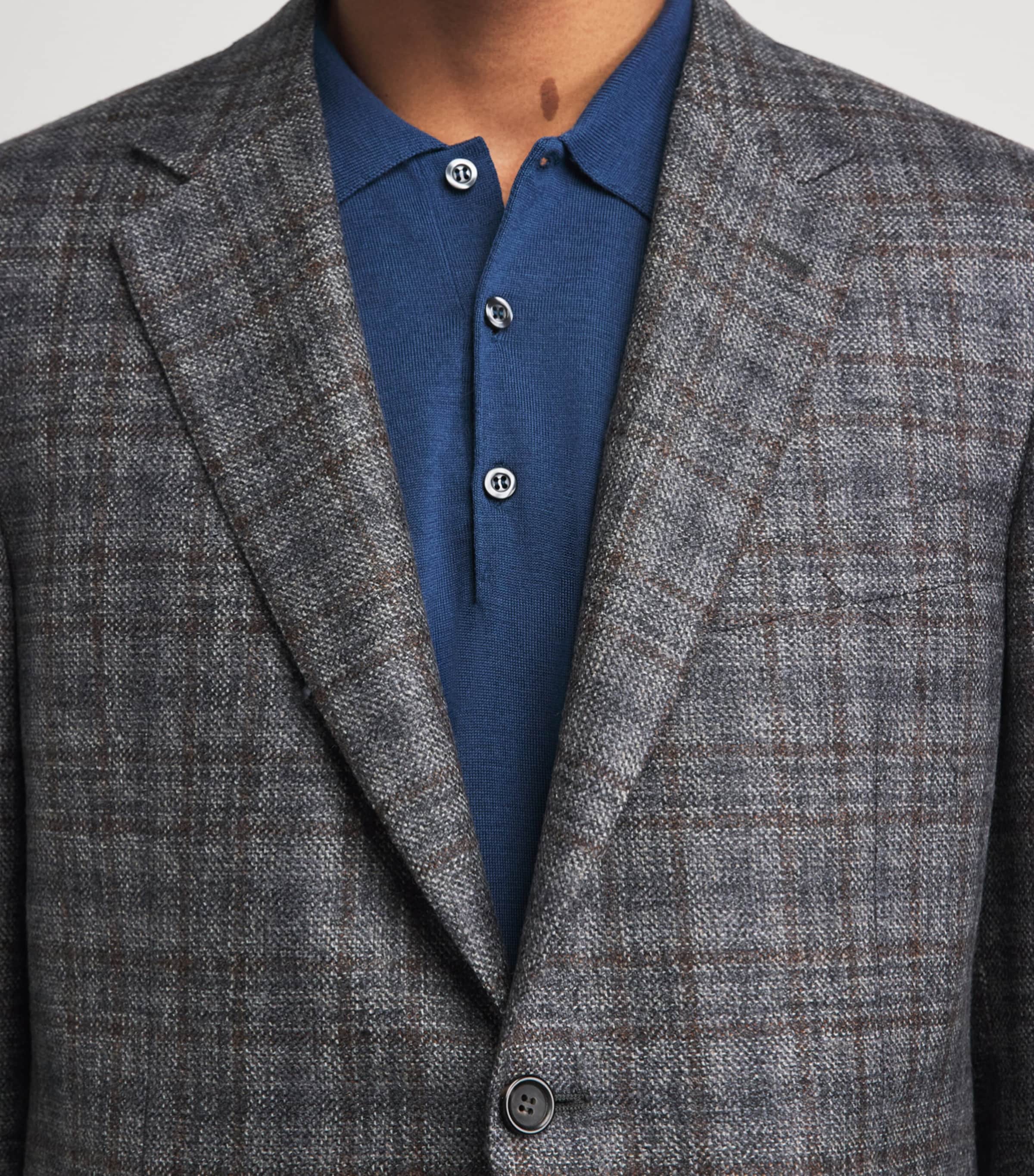 Canali Mens Wool Check Blazer Multi Image 3