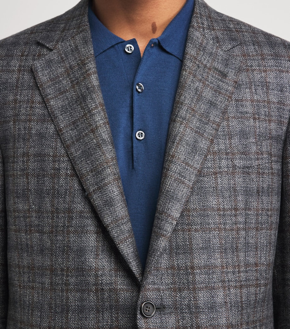 Canali Mens Wool Check Blazer Multi Image 3