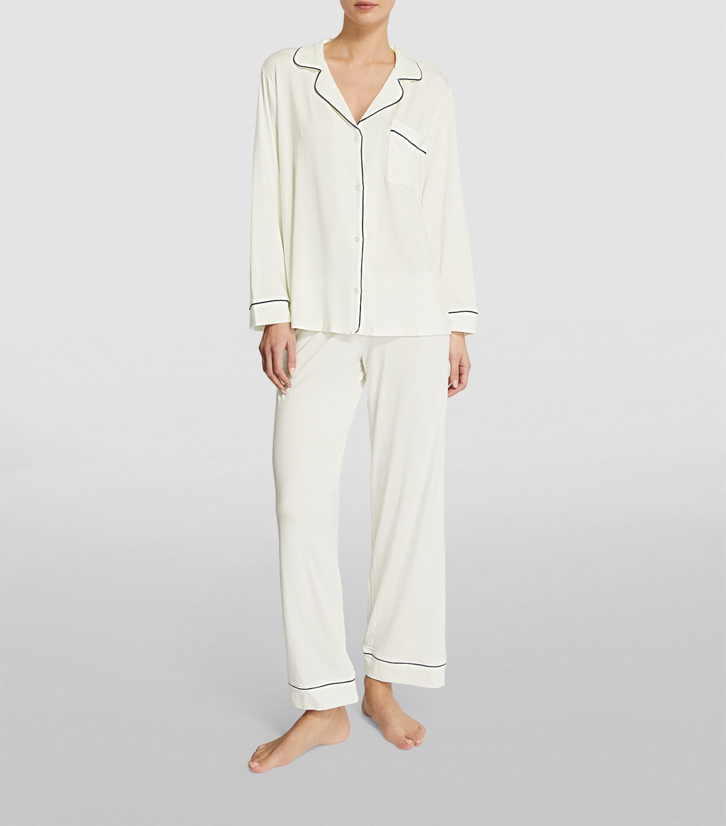 Eberjey Womens Gisele Pyjama Set Pure Ivory/navy Image 2