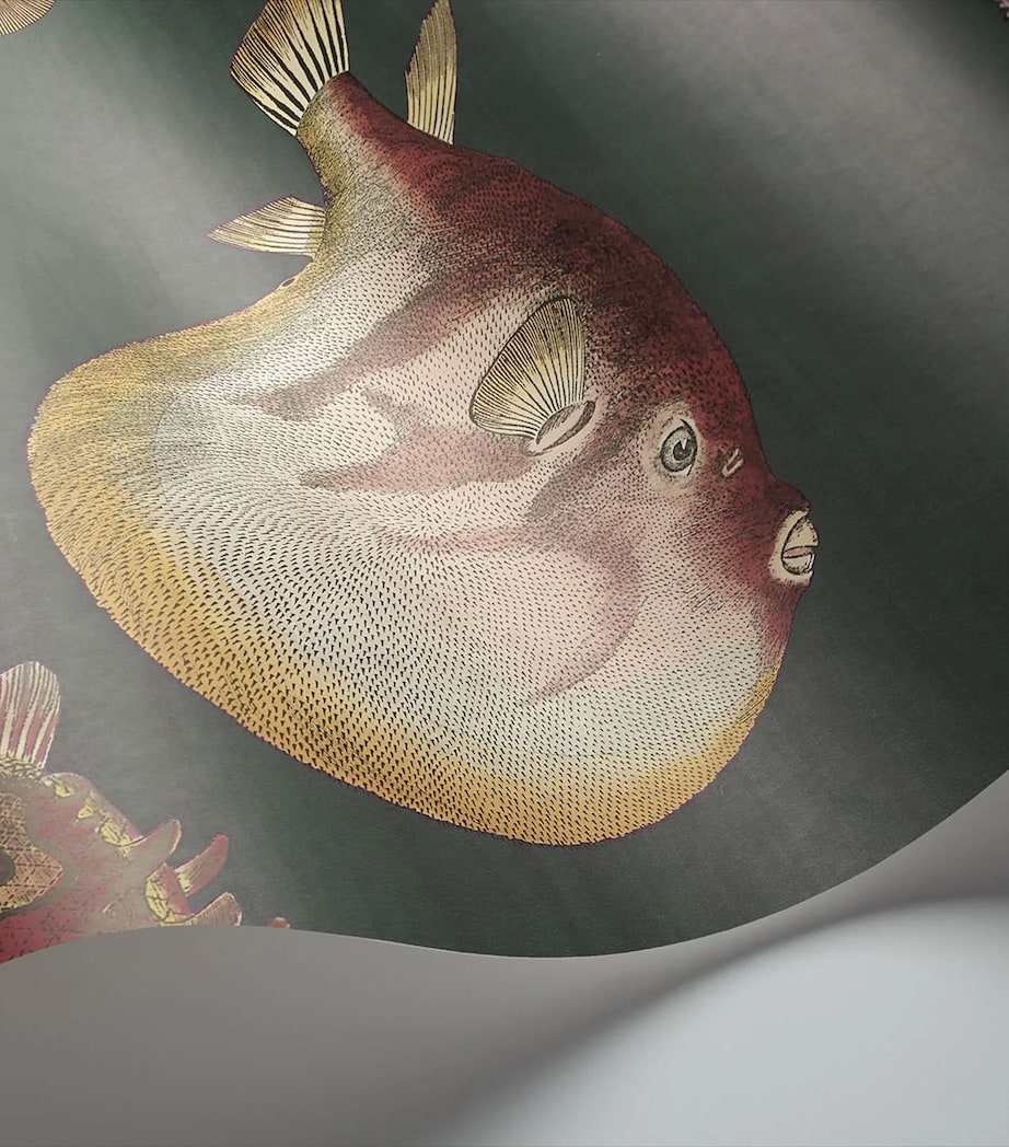 x Fornasetti Acquario Wallpaper Roll DARK VIRIDIAN Image 2