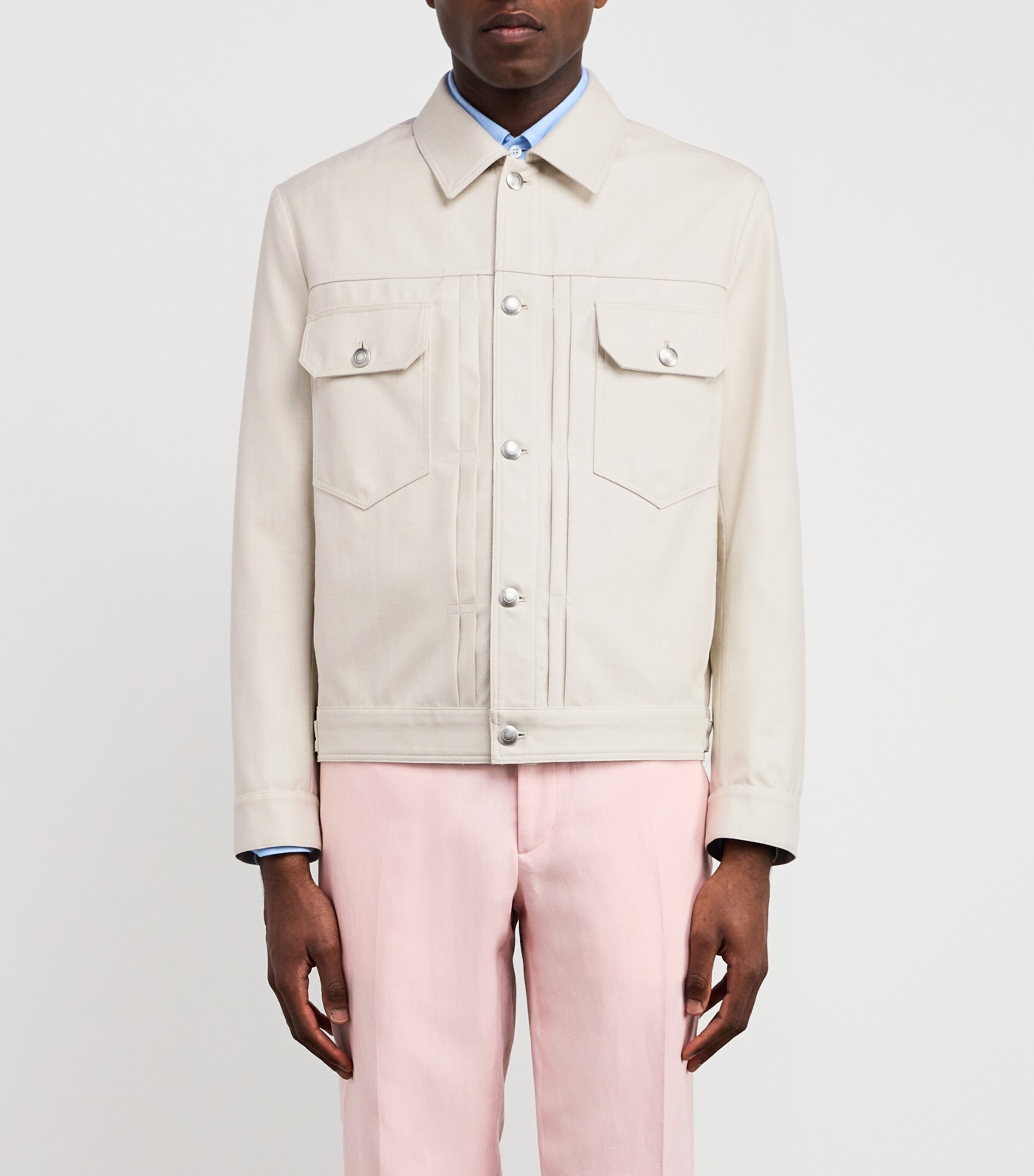 Wool-Silk-Blend Denim Jacket 0007 BIANCO Image 3