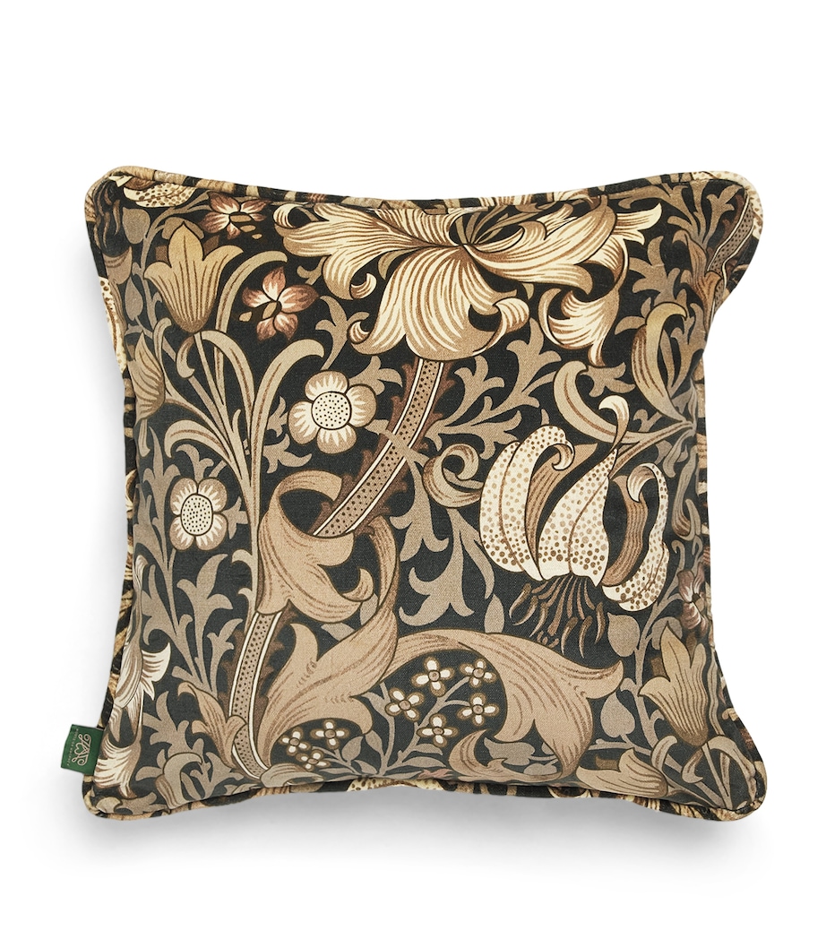 Velvet Golden Lily Cushion (40cm x 40cm) BLACK Image 1