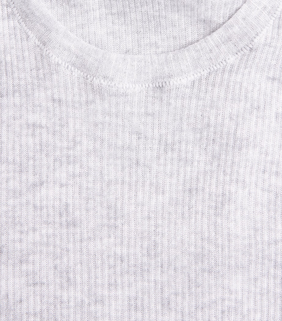 Skims Womens Semi-Sheer Ribbed T-Shirt Light Heather Grey Image 6
