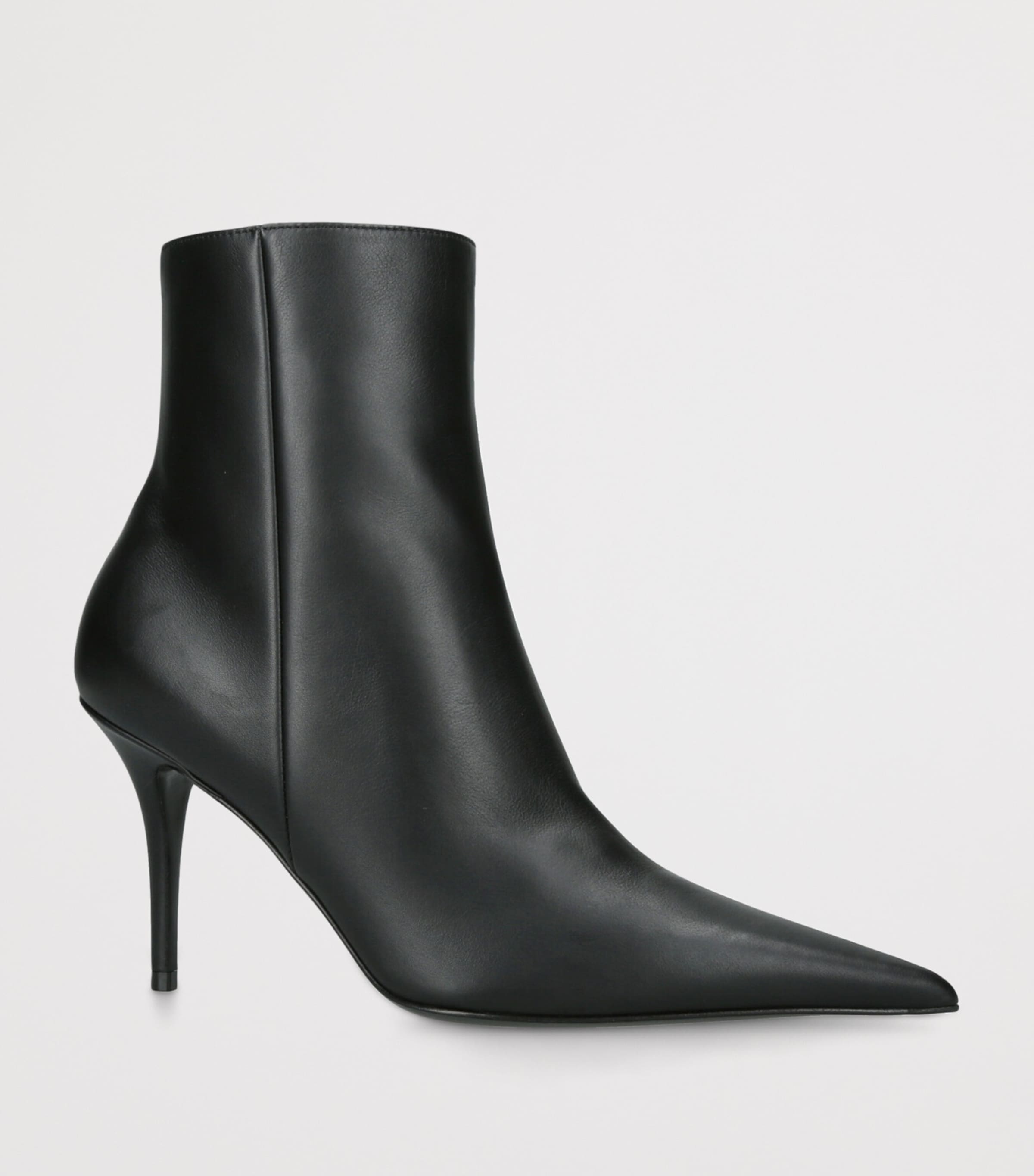 Leather Barbara Heeled Ankle Boots 90 BLACK Image 3