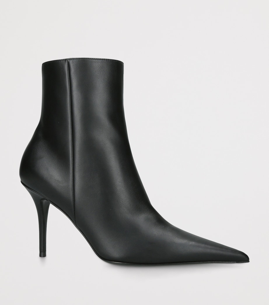 Leather Barbara Heeled Ankle Boots 90 BLACK Image 3