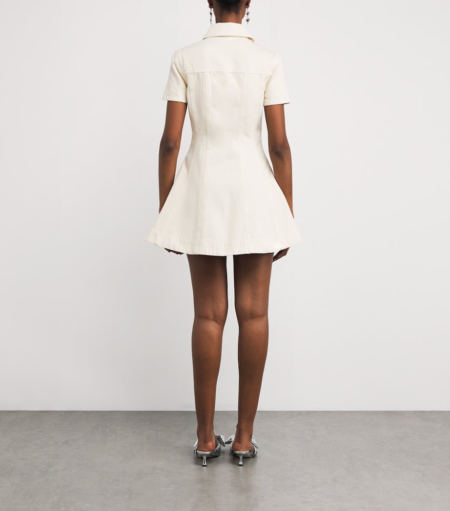 Denim Crystal-Trim Mini Dress CREAM Image 3