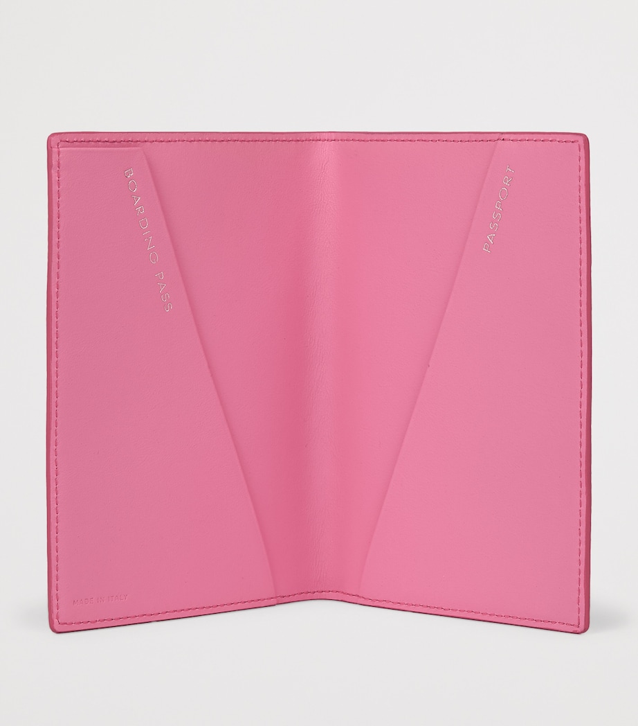 Smythson Leather Panama Passport Cover Flamingo Image 2