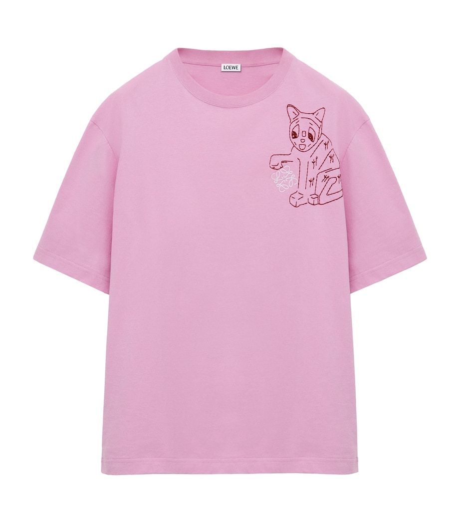 x Louis Wain Cotton-Blend Anagram Cat Loose T-shirt PINK Image 1