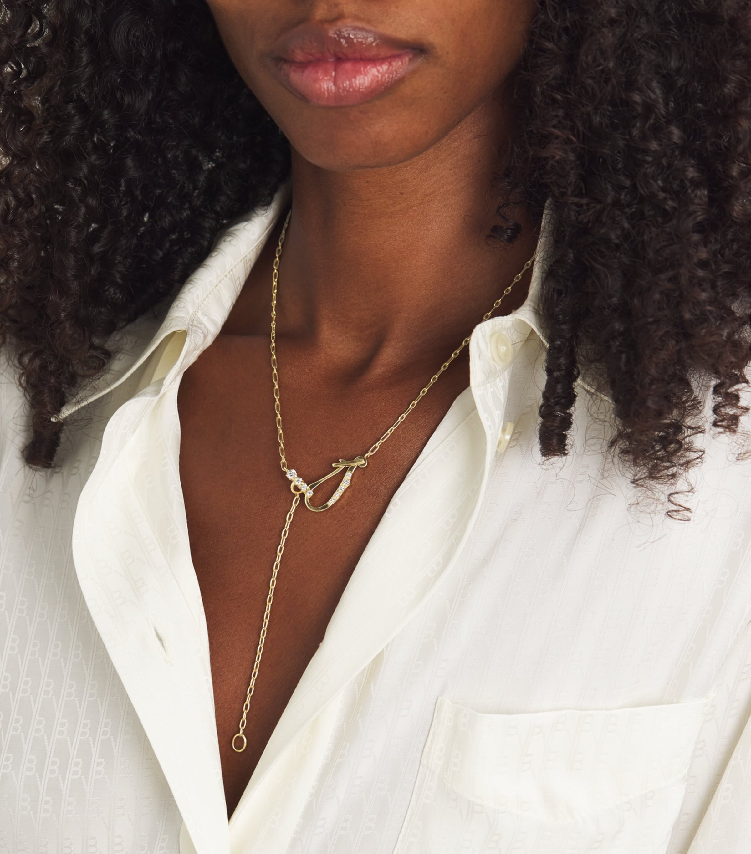 Jade Trau Yellow Gold and Diamond Lola Lariat Necklace Yellow Gold Image 2