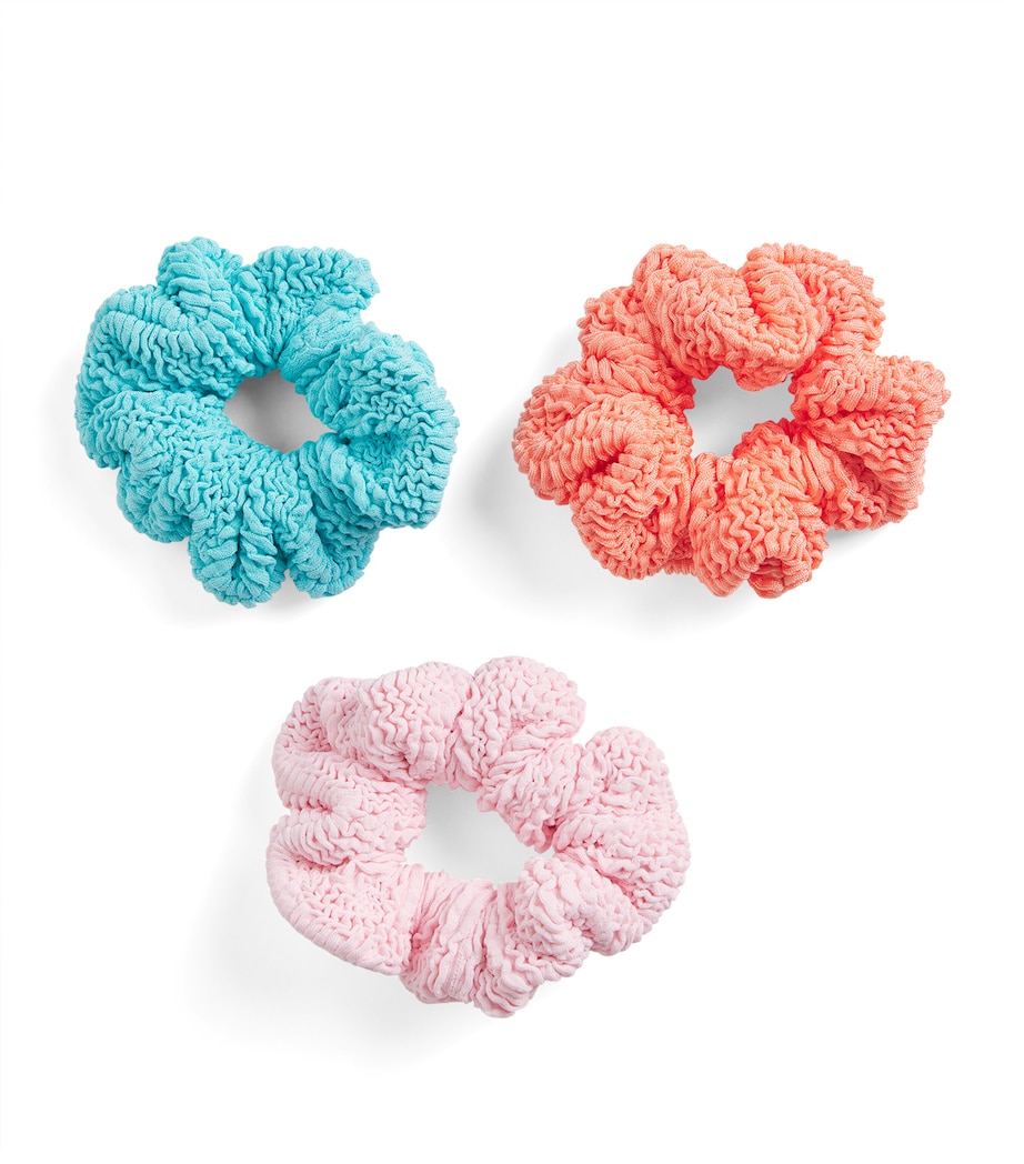 Hunza G Kids Crinkle Scrunchies (Set of 3) Aq/bllet Pnk/met Crl Image 1