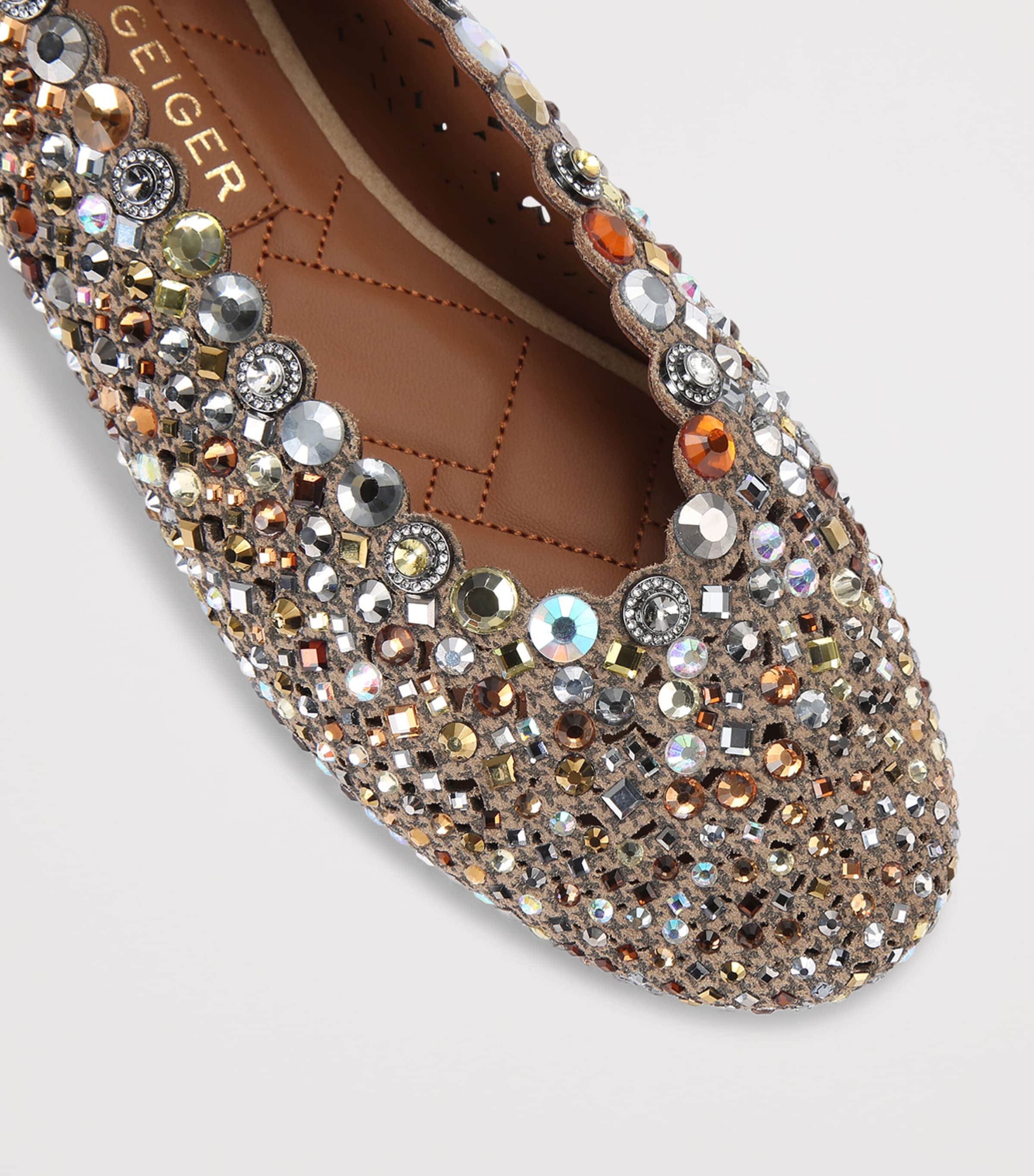 Kurt Geiger London Jewel Perforated Ballet Flats Beige Comb Image 2