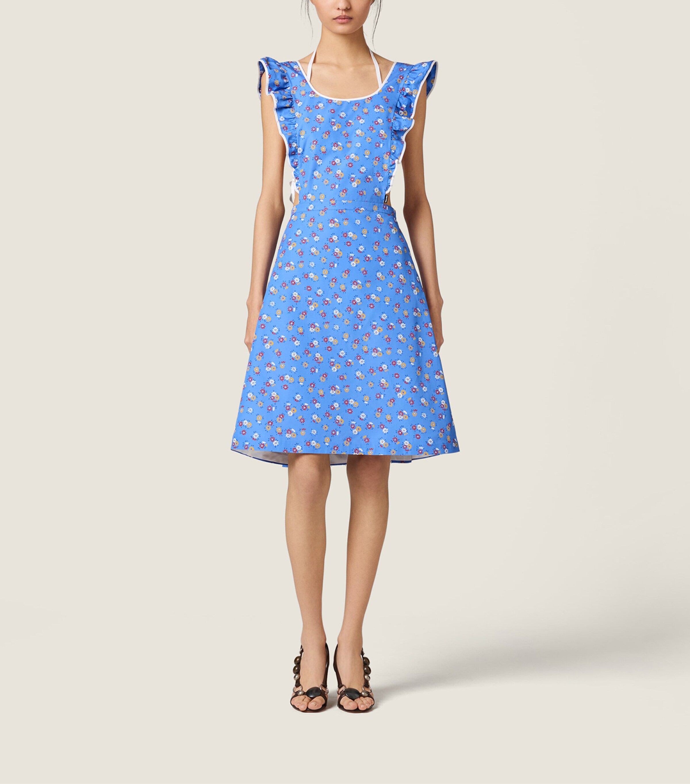 Miu Miu Womens Cotton Floral Pinafore Midi Dress Image 2
