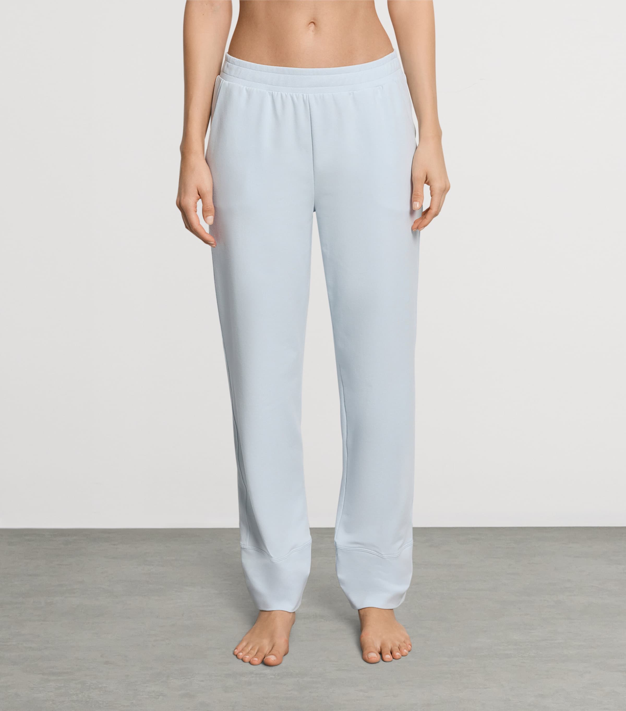Hanro Womens Stretch-Cotton Natural Living Lounge Trousers Watery Blue Image 2