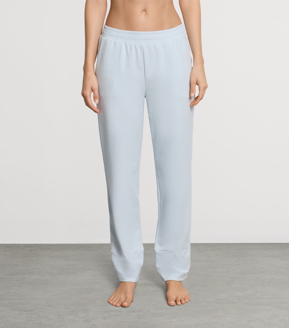 Hanro Womens Stretch-Cotton Natural Living Lounge Trousers Watery Blue Image 2