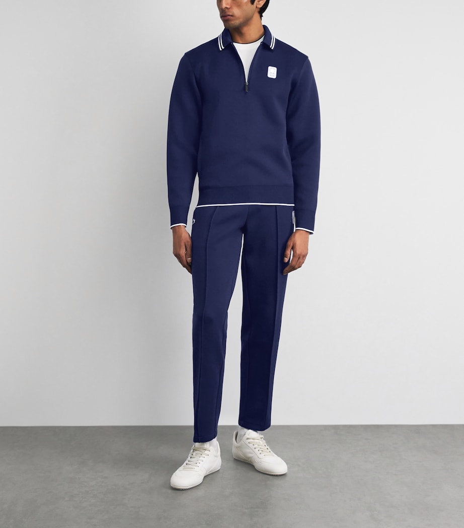 Lacoste Mens Heritage Polo-Collar Zipped Sweatshirt Navy Blue Image 2