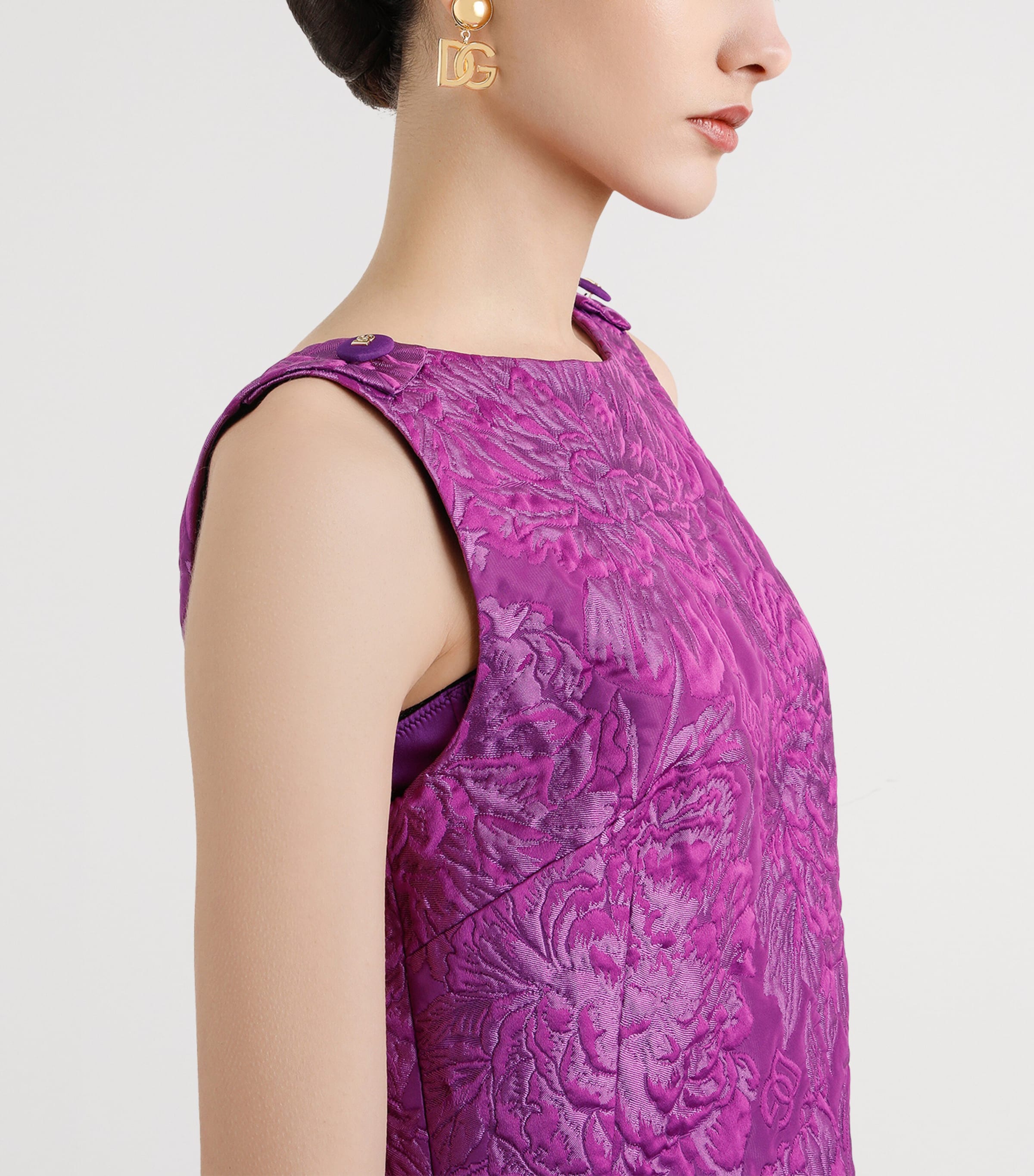 Brocade Mini Dress F0571-PURPLE Image 5