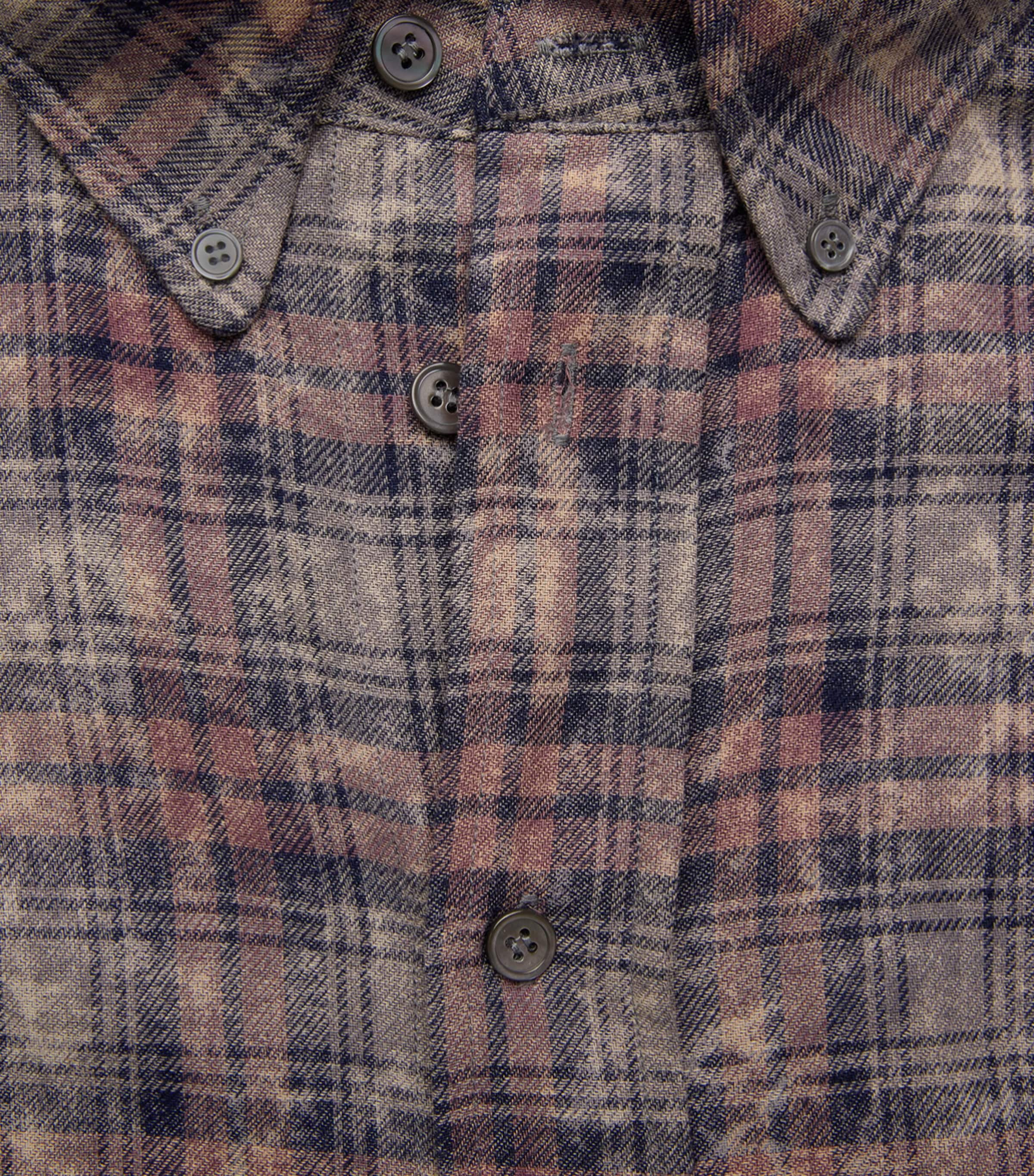 Picante Mens Cotton Bleached Check Rocco Shirt Navy Image 6