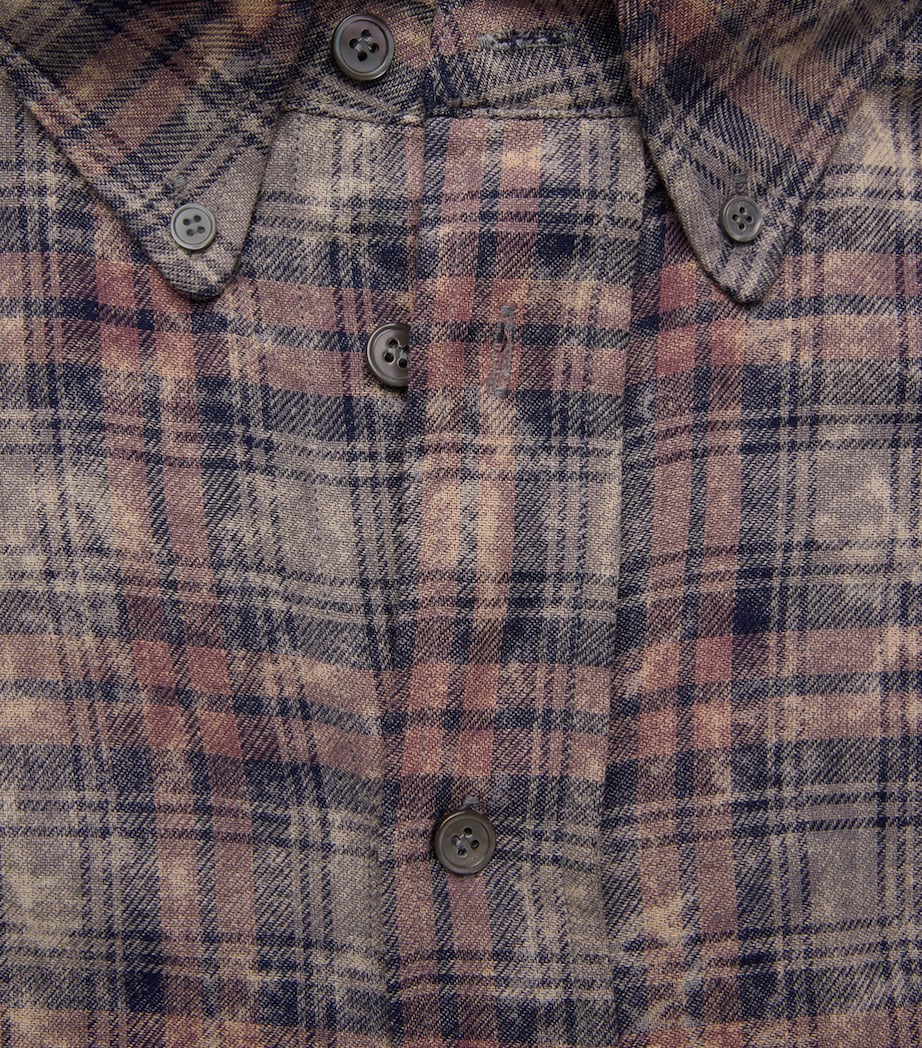 Picante Mens Cotton Bleached Check Rocco Shirt Navy Image 6