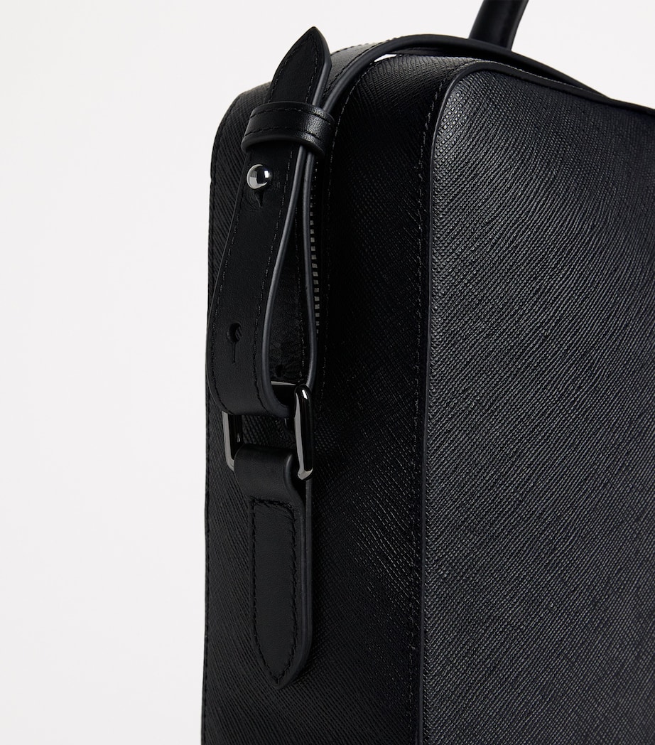 Harrods Saffiano Leather Briefcase Black Image 5