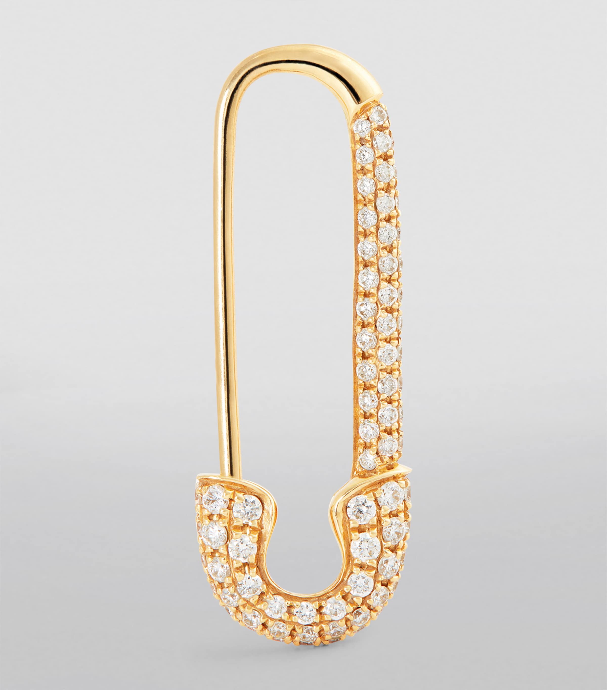 Yellow Gold and Diamond Safety Pin Single Left Earring YELLOW GOLD Image 2