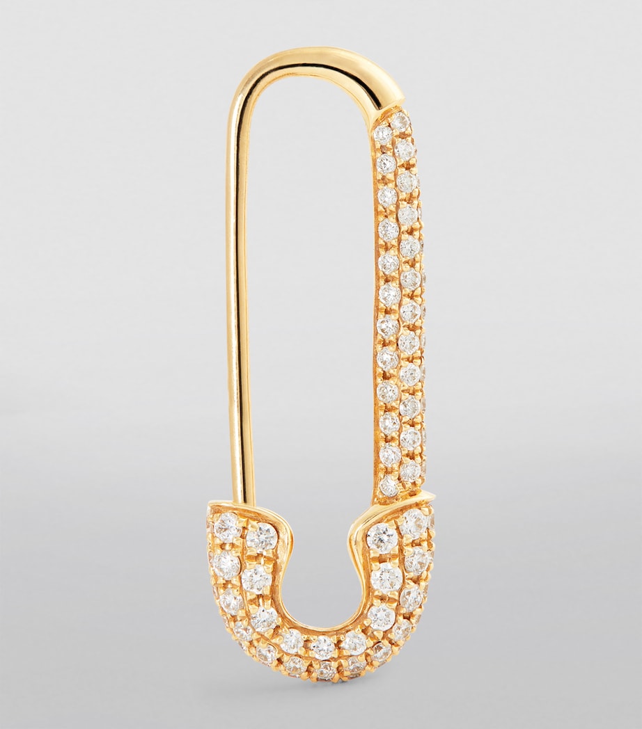 Yellow Gold and Diamond Safety Pin Single Left Earring YELLOW GOLD Image 2